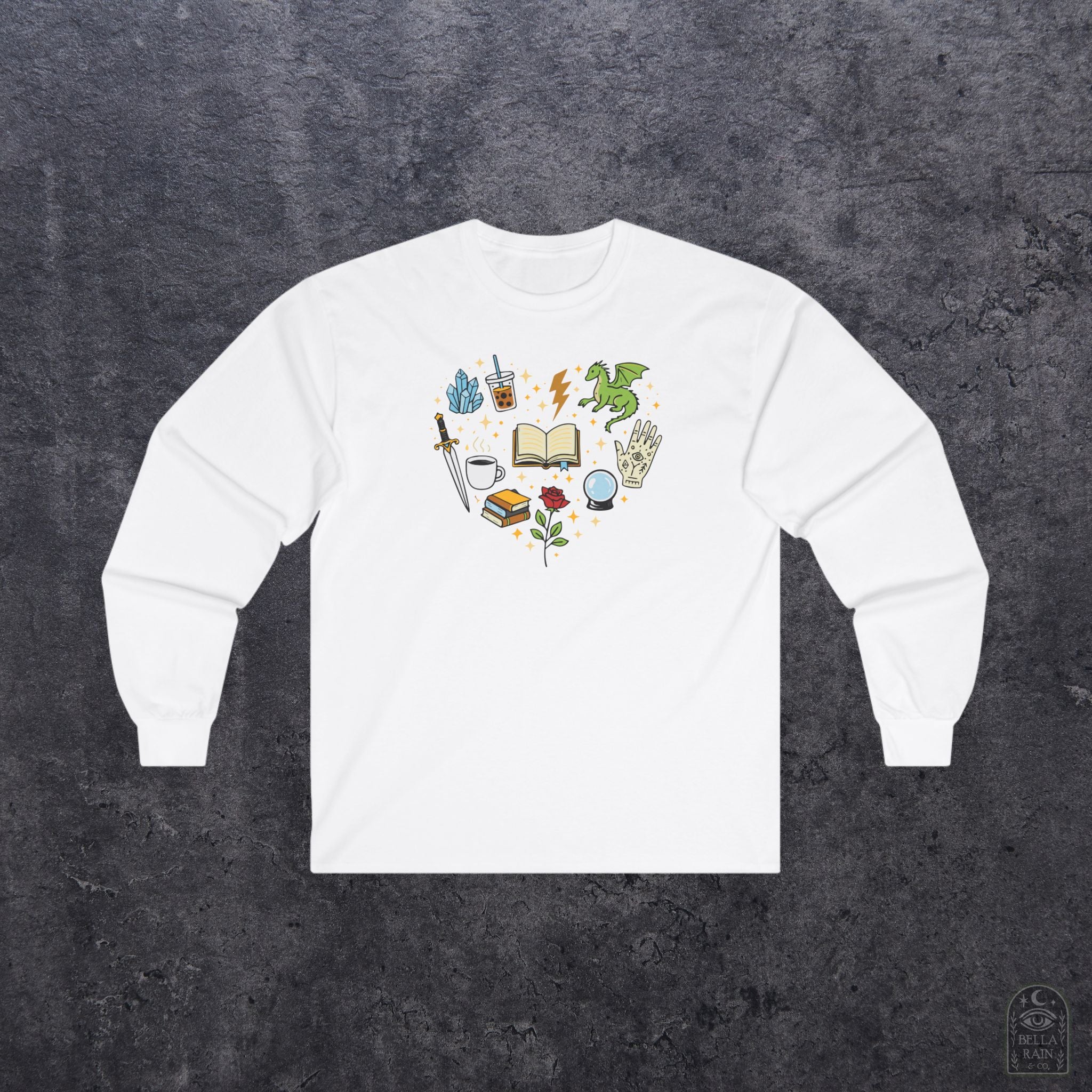 Heart Bookish Collage Long Sleeve Tee