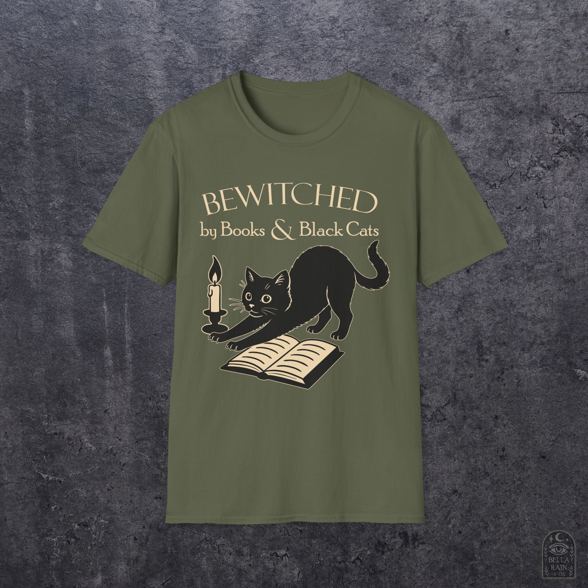 Bewitched by Books & Black Cats Unisex Softstyle T-Shirt