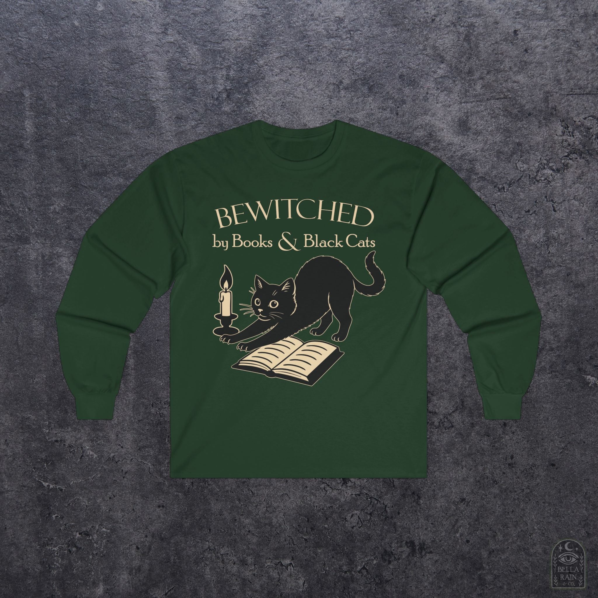 Bewitched by Books & Black Cats Long Sleeve Tee