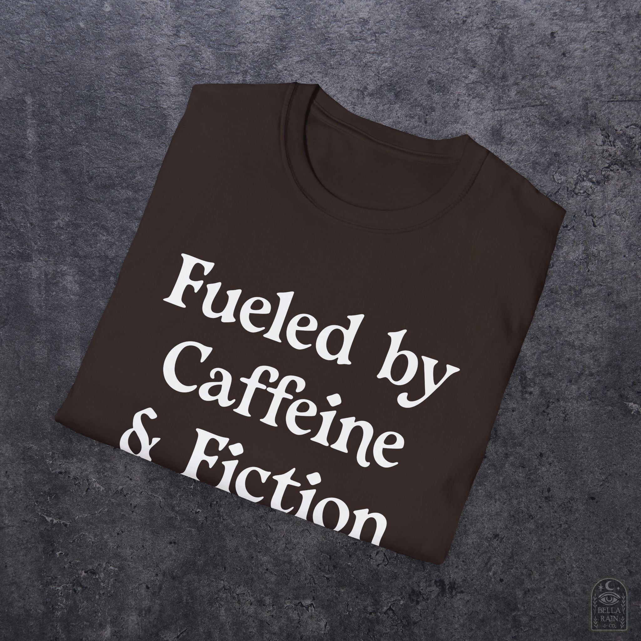 Fueled by Caffeine & Fiction Unisex Softstyle T-Shirt