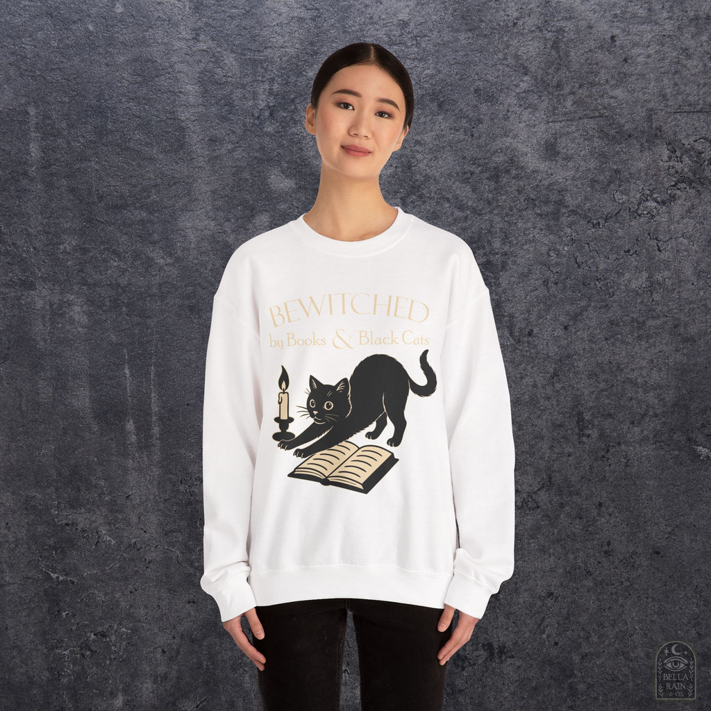 Bewitched by Books & Black Cats Crewneck Sweatshirt