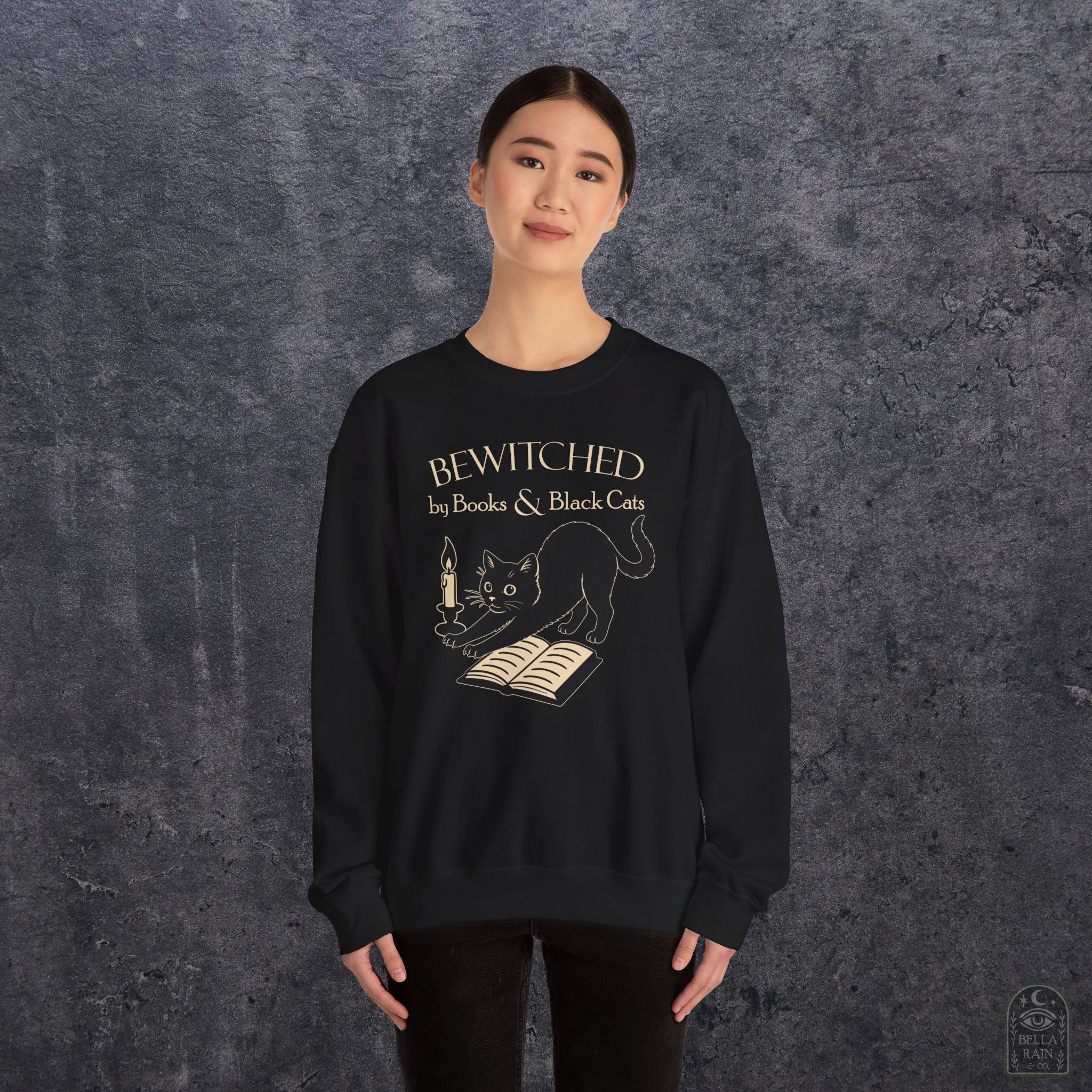 Bewitched by Books & Black Cats Crewneck Sweatshirt