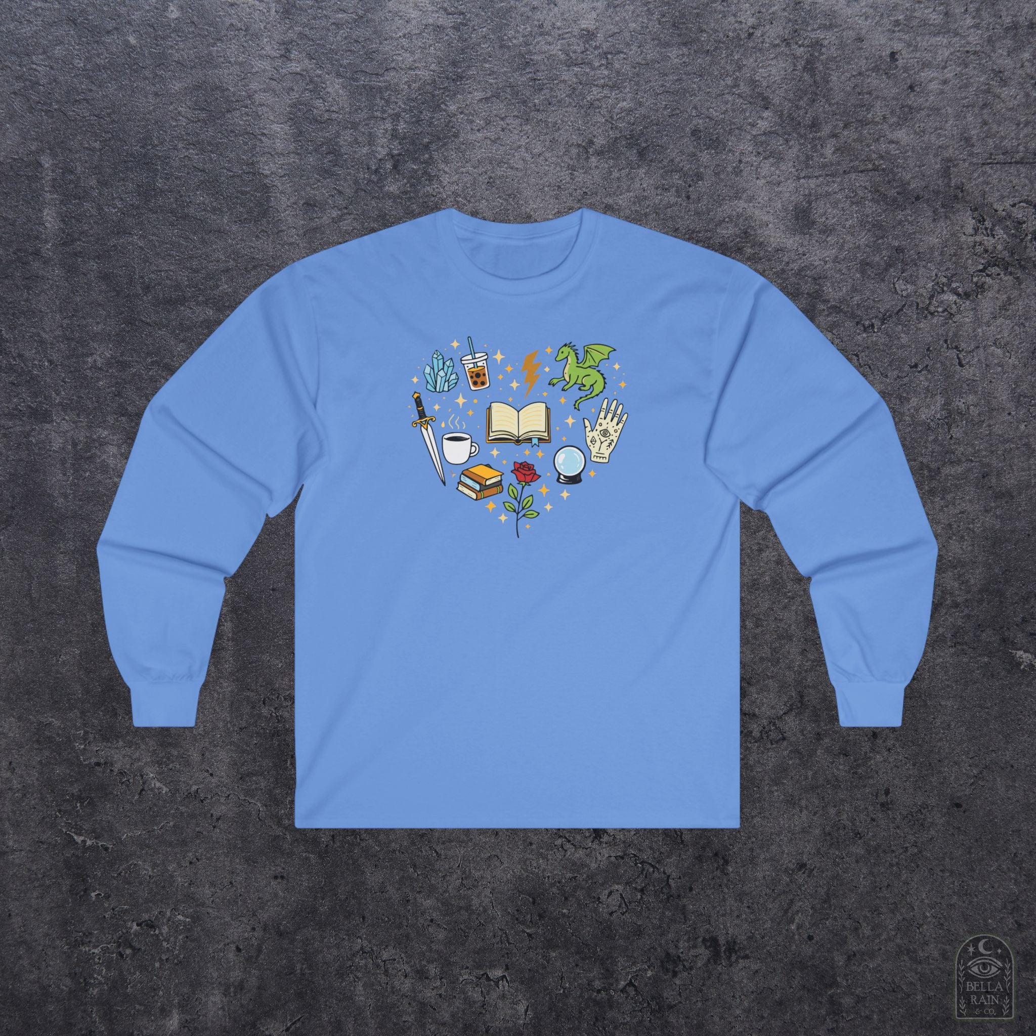 Heart Bookish Collage Long Sleeve Tee