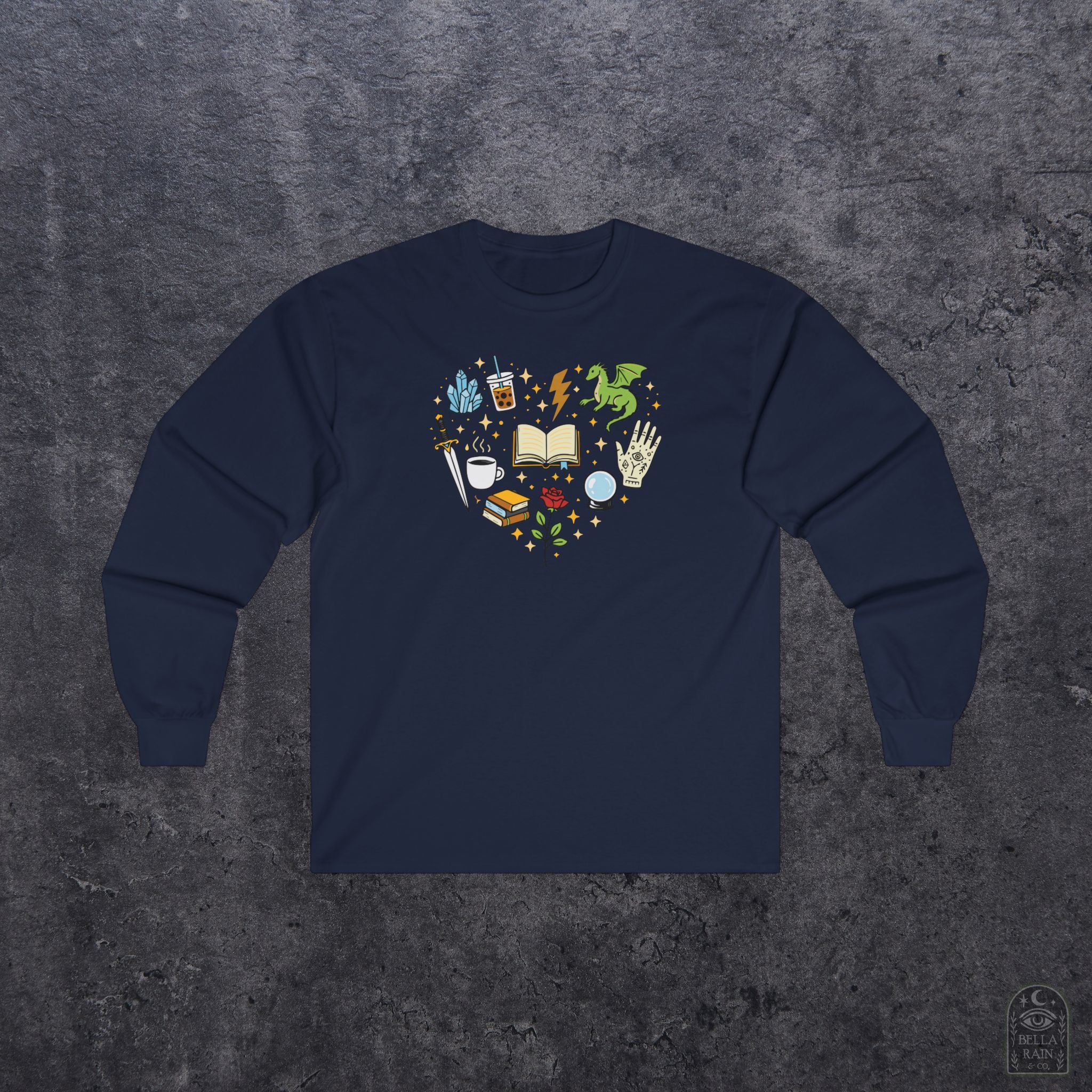 Heart Bookish Collage Long Sleeve Tee