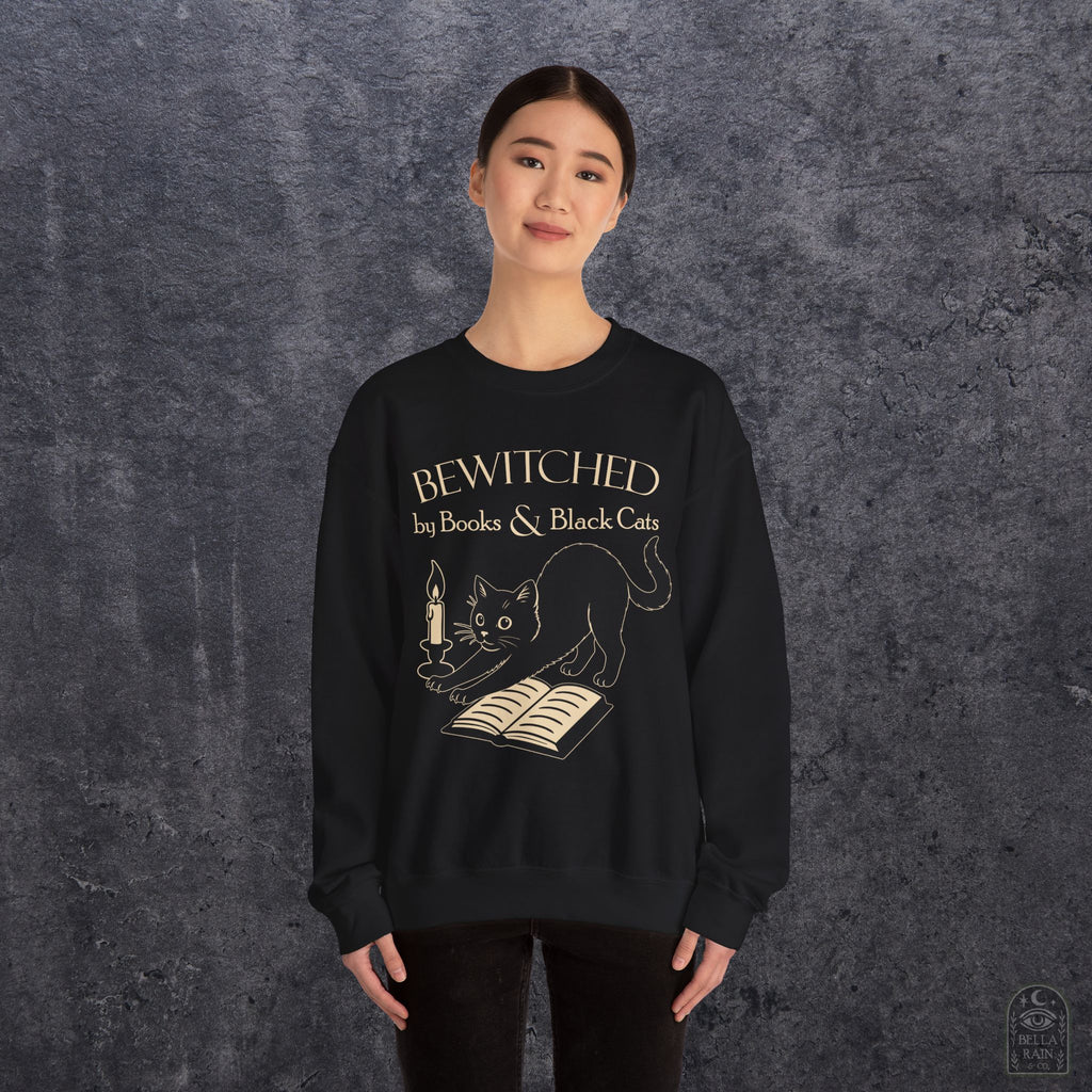 Bewitched by Books & Black Cats Crewneck Sweatshirt