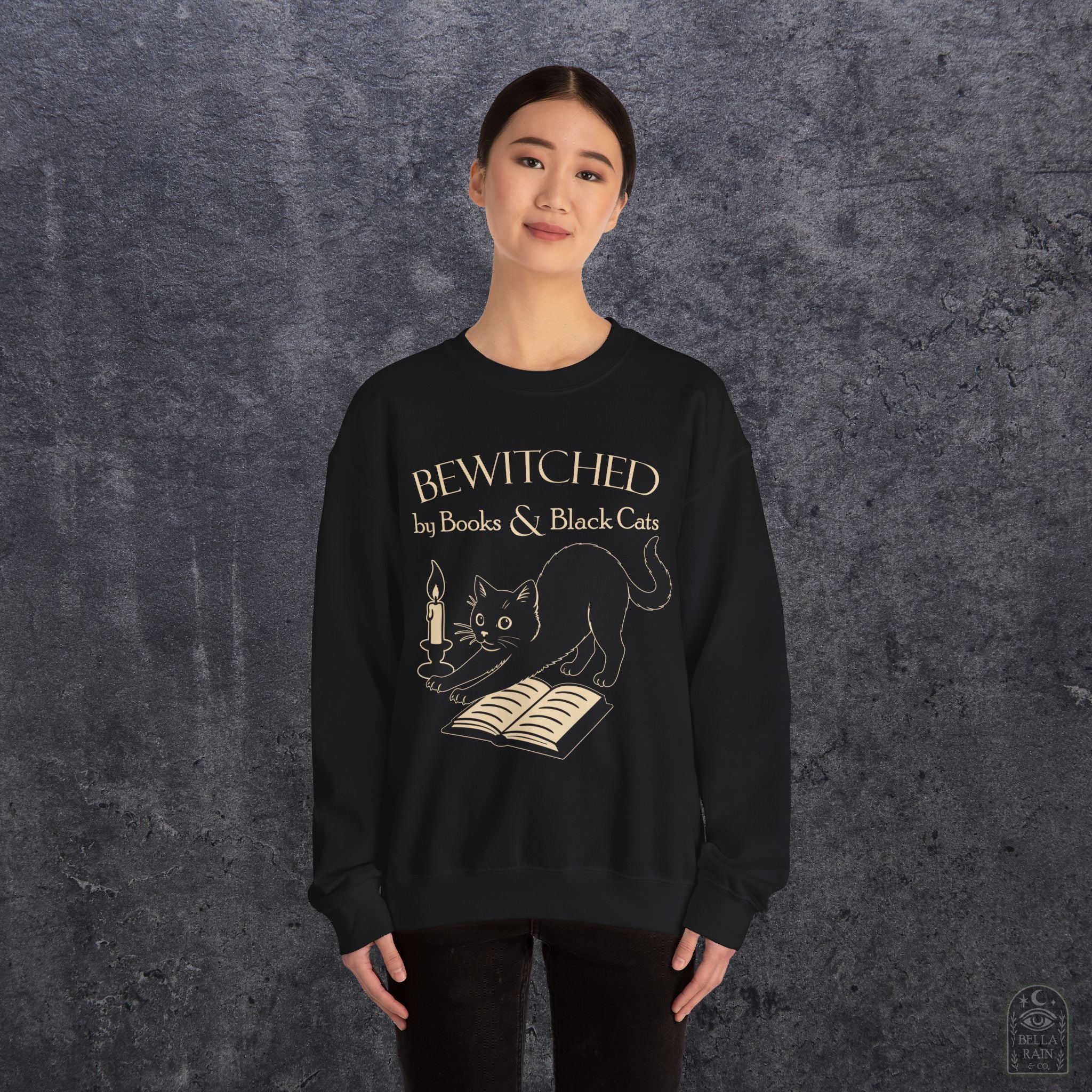 Bewitched by Books & Black Cats Crewneck Sweatshirt