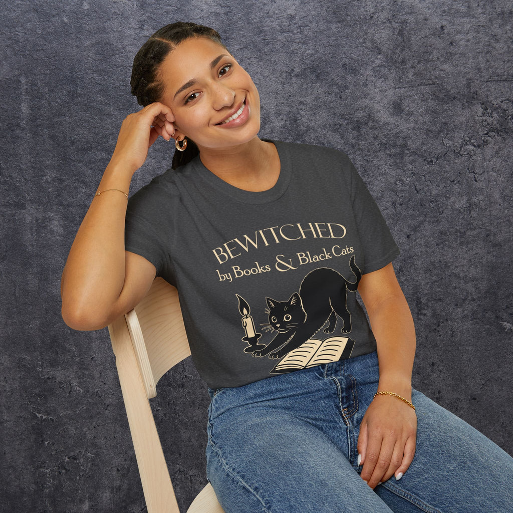 Bewitched by Books & Black Cats Unisex Softstyle T-Shirt