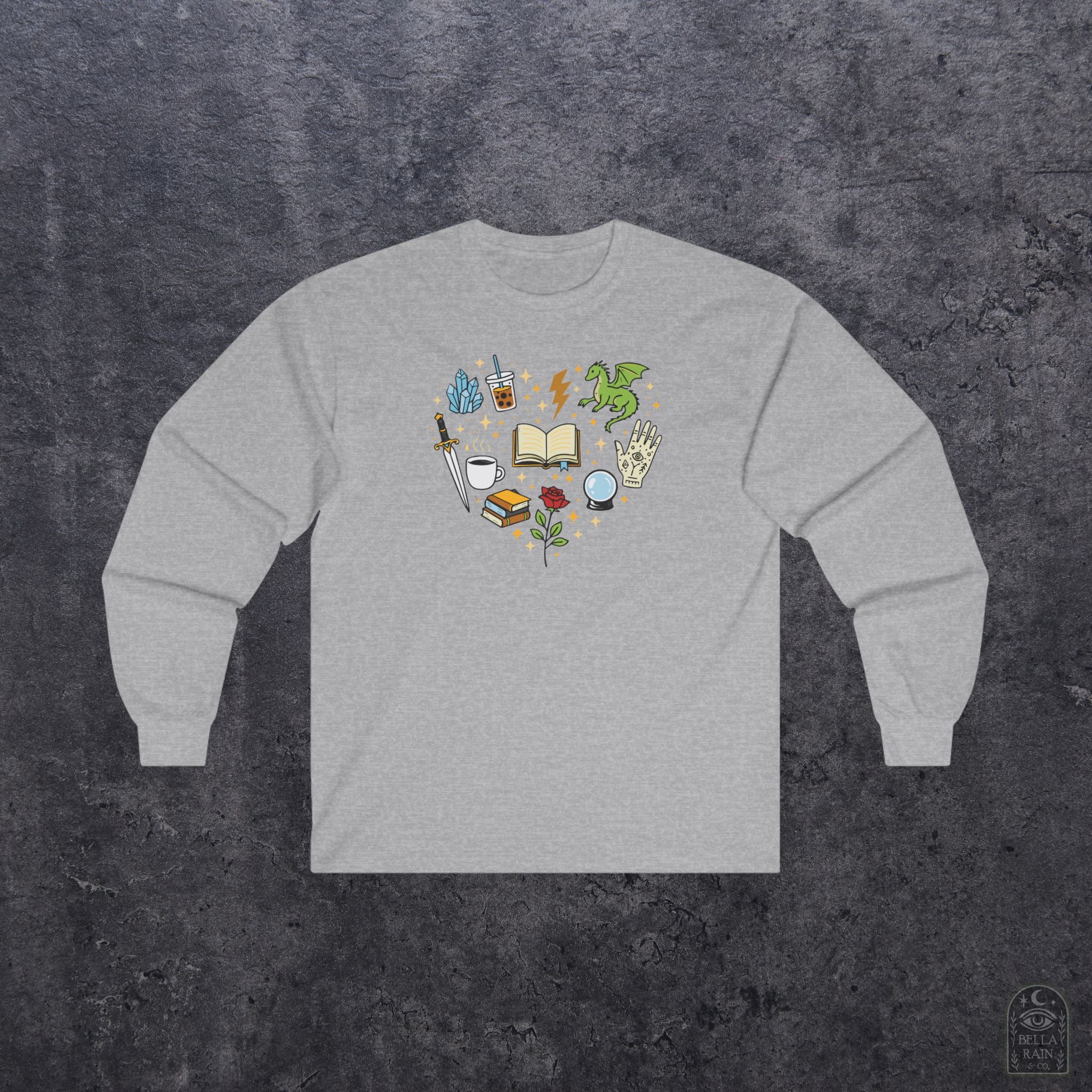 Heart Bookish Collage Long Sleeve Tee