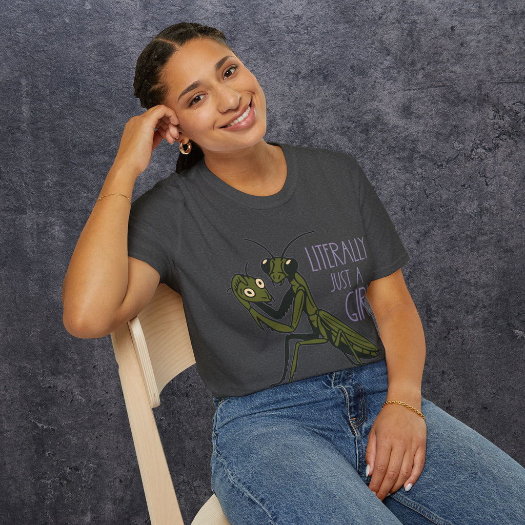 Praying Mantis Just a Girl Unisex Softstyle T-Shirt