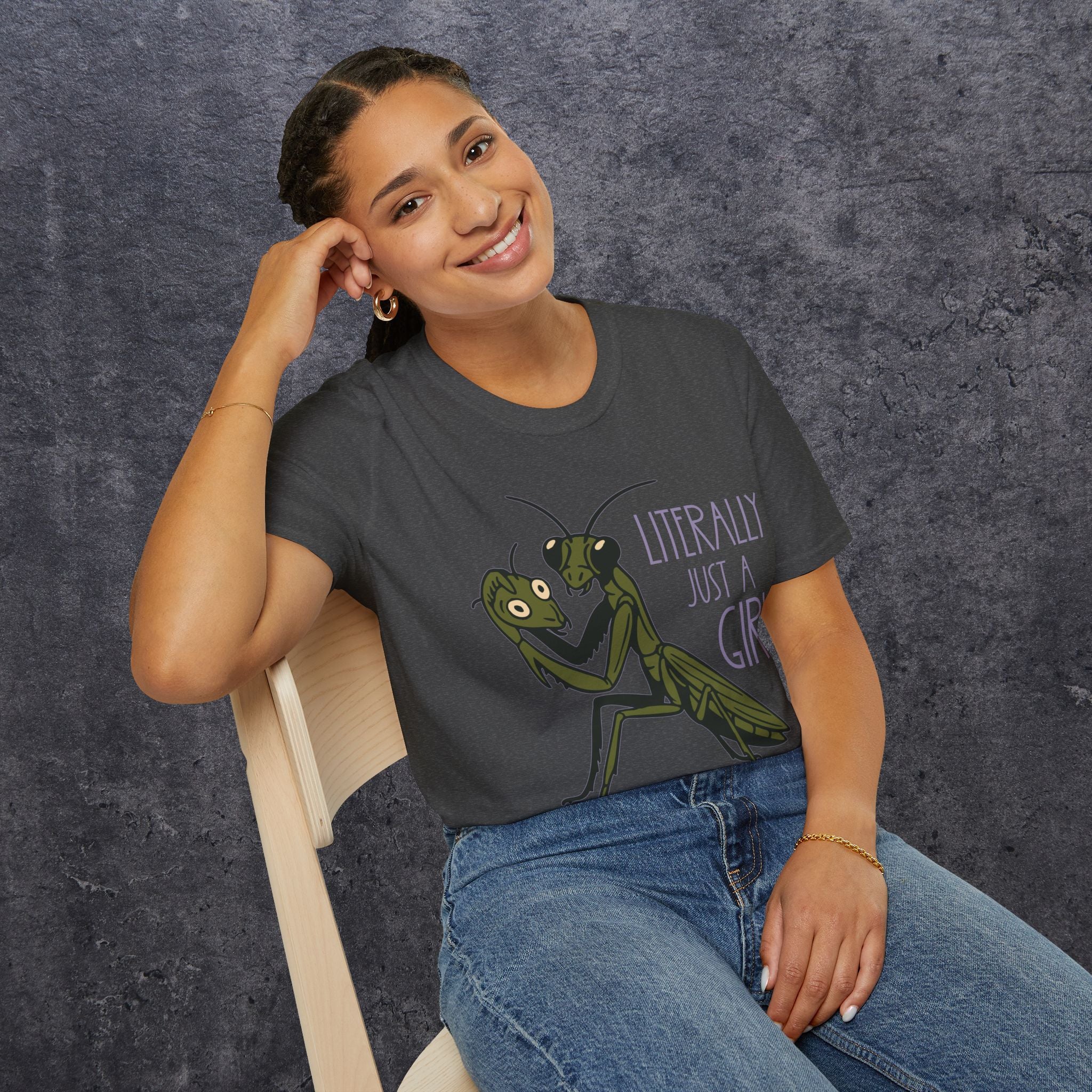 Praying Mantis Just a Girl Unisex Softstyle T-Shirt