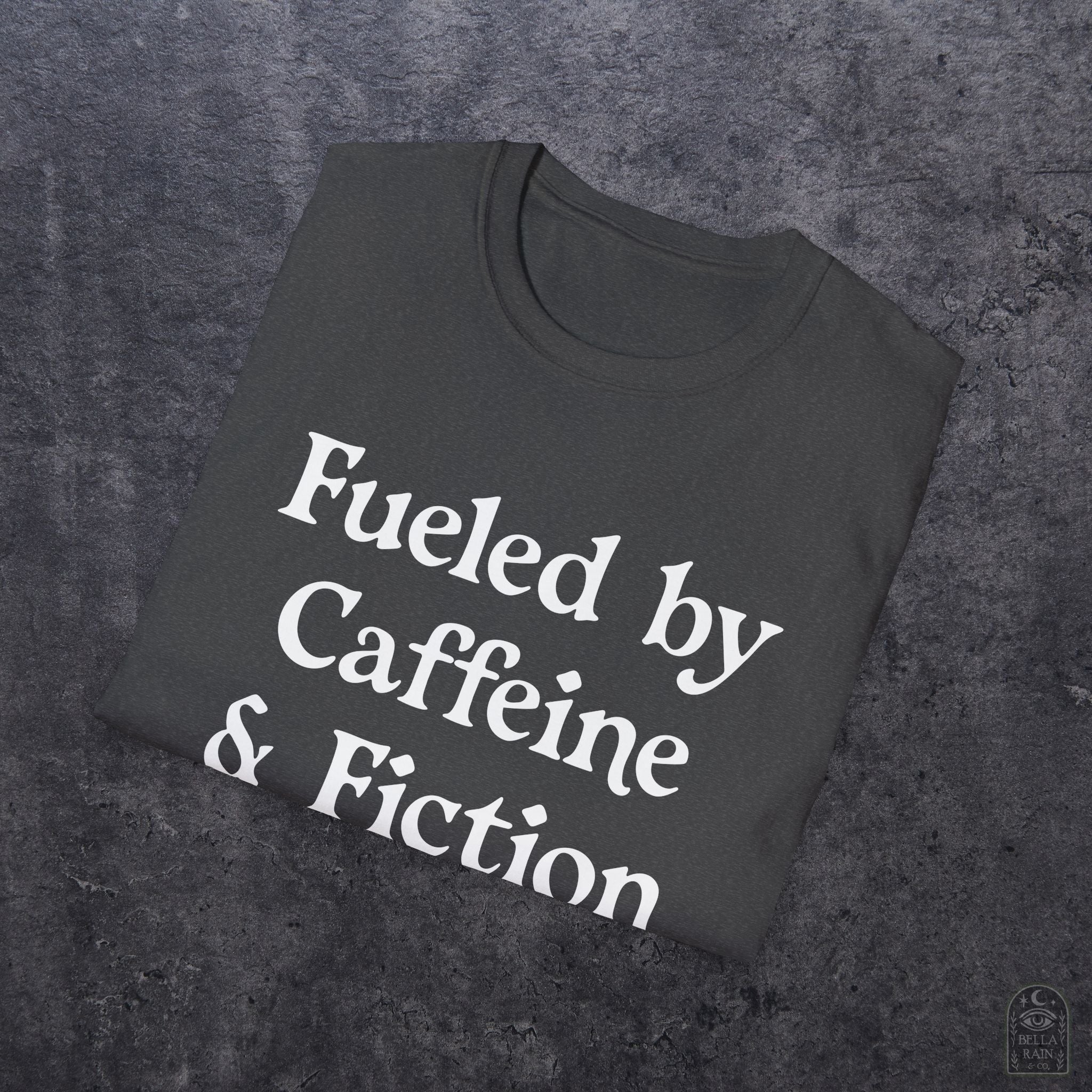 Fueled by Caffeine & Fiction Unisex Softstyle T-Shirt