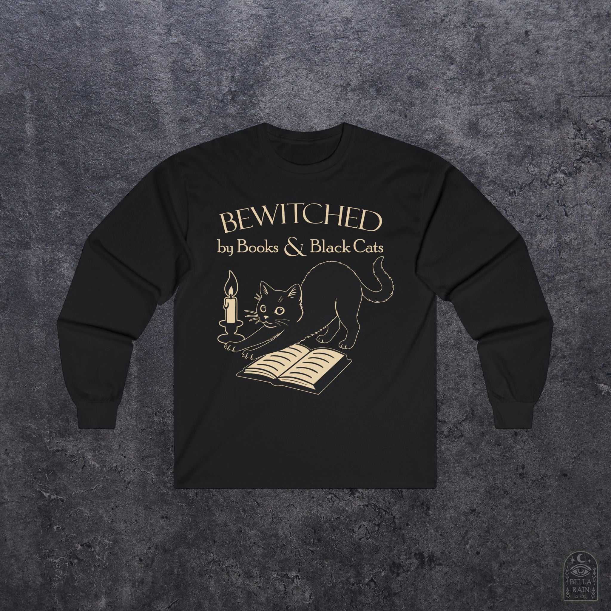 Bewitched by Books & Black Cats Long Sleeve Tee