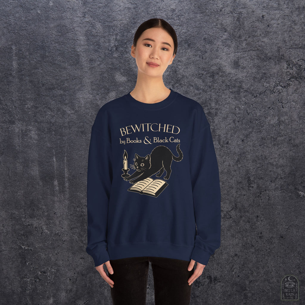 Bewitched by Books & Black Cats Crewneck Sweatshirt