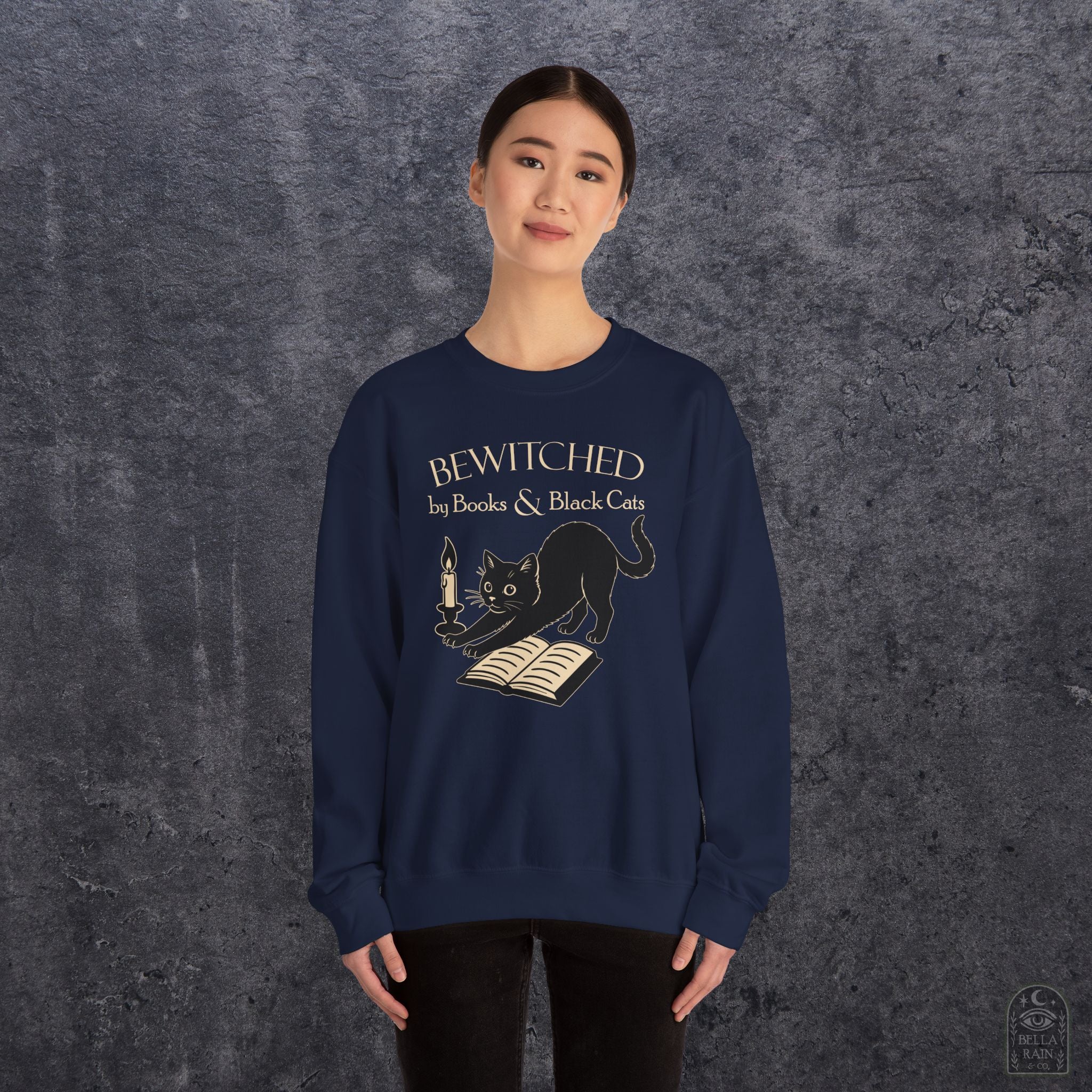 Bewitched by Books & Black Cats Crewneck Sweatshirt