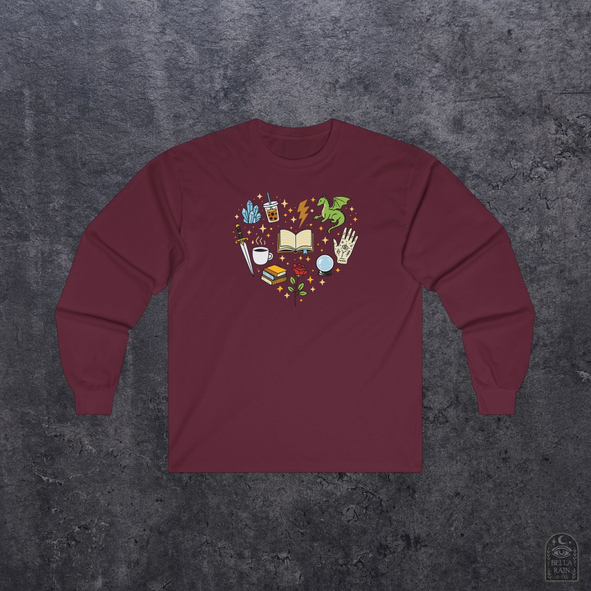 Heart Bookish Collage Long Sleeve Tee