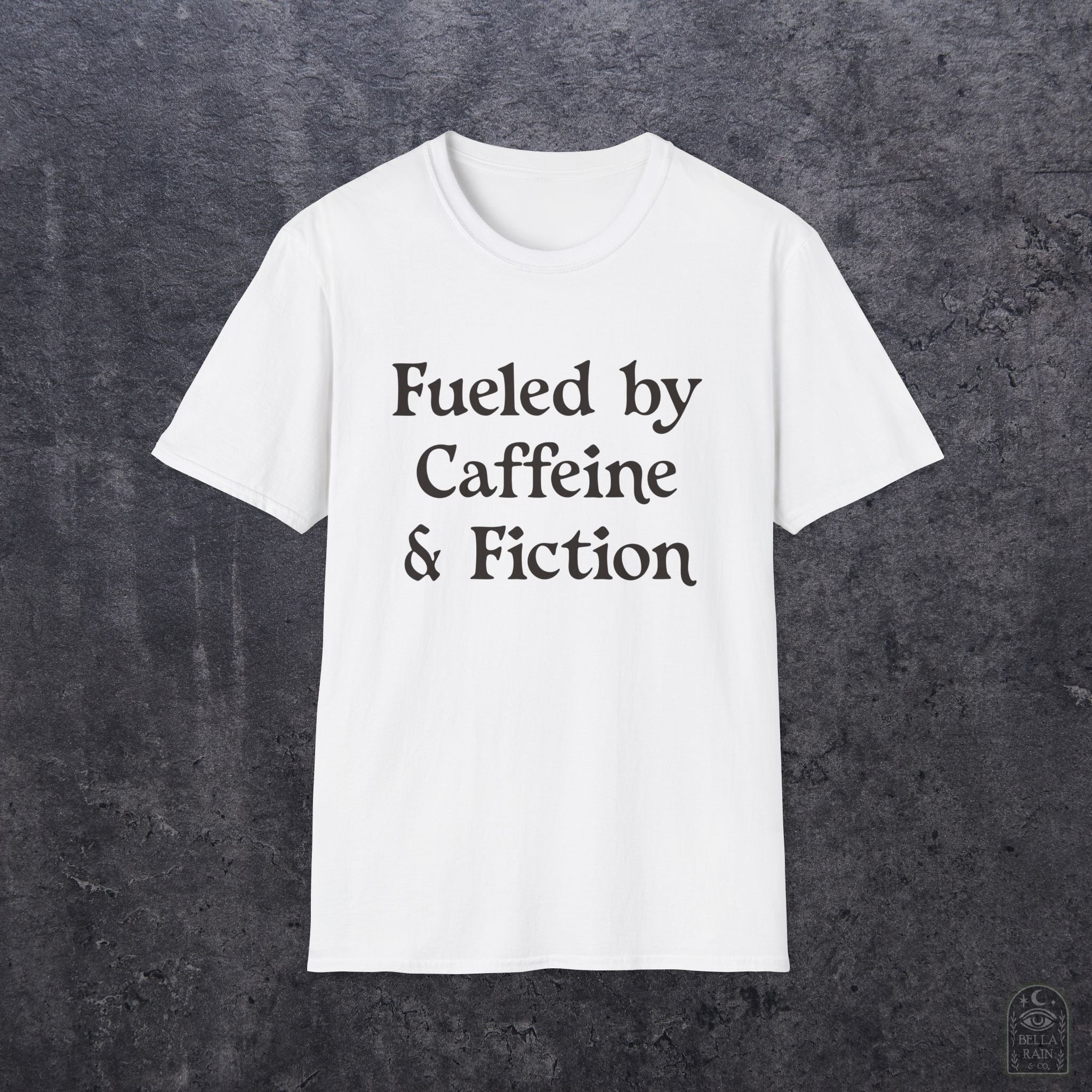 Fueled by Caffeine & Fiction Unisex Softstyle T-Shirt