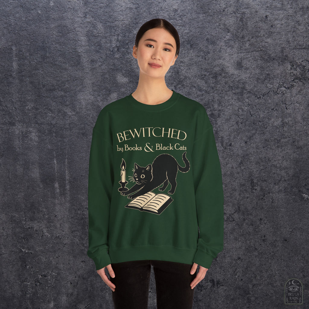 Bewitched by Books & Black Cats Crewneck Sweatshirt