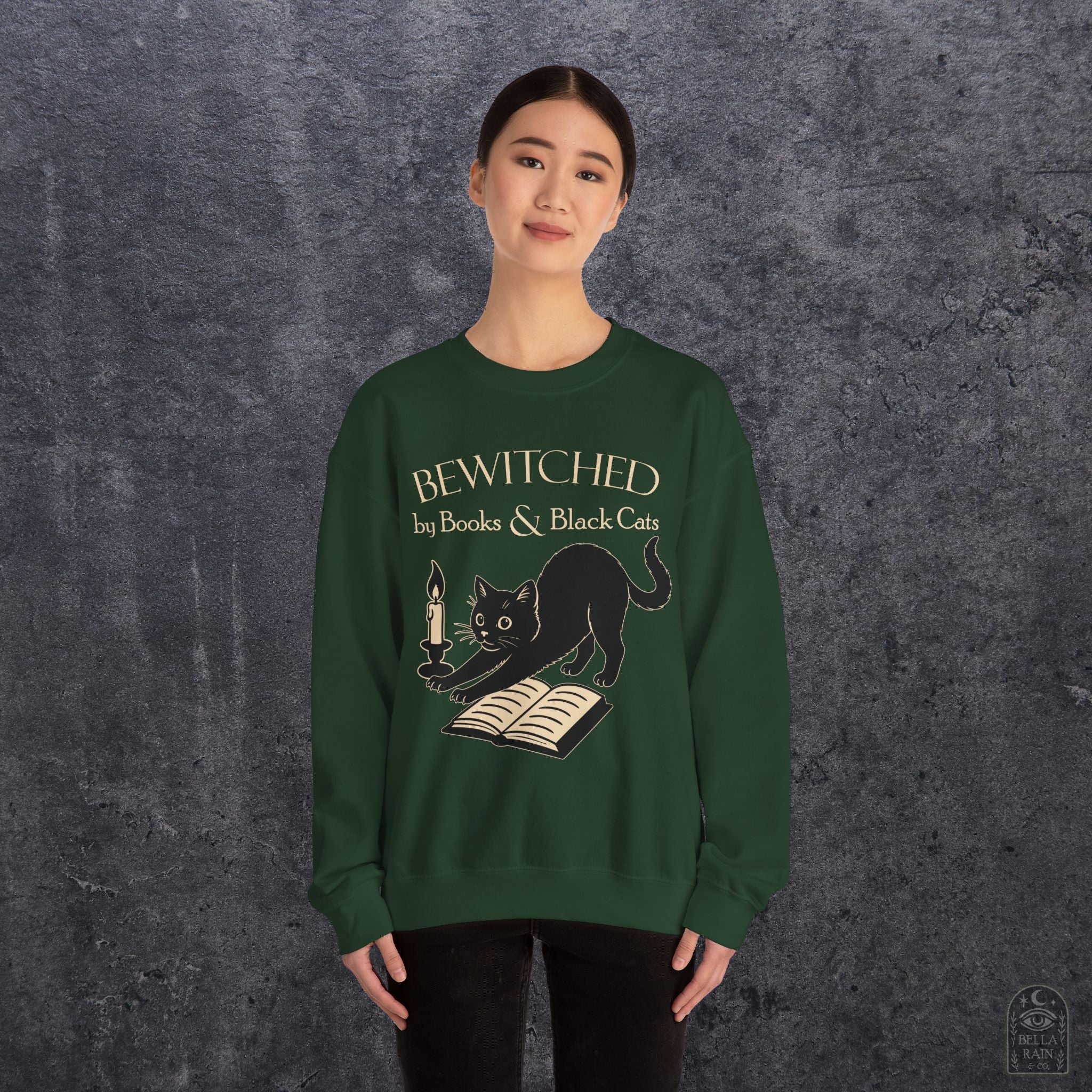 Bewitched by Books & Black Cats Crewneck Sweatshirt