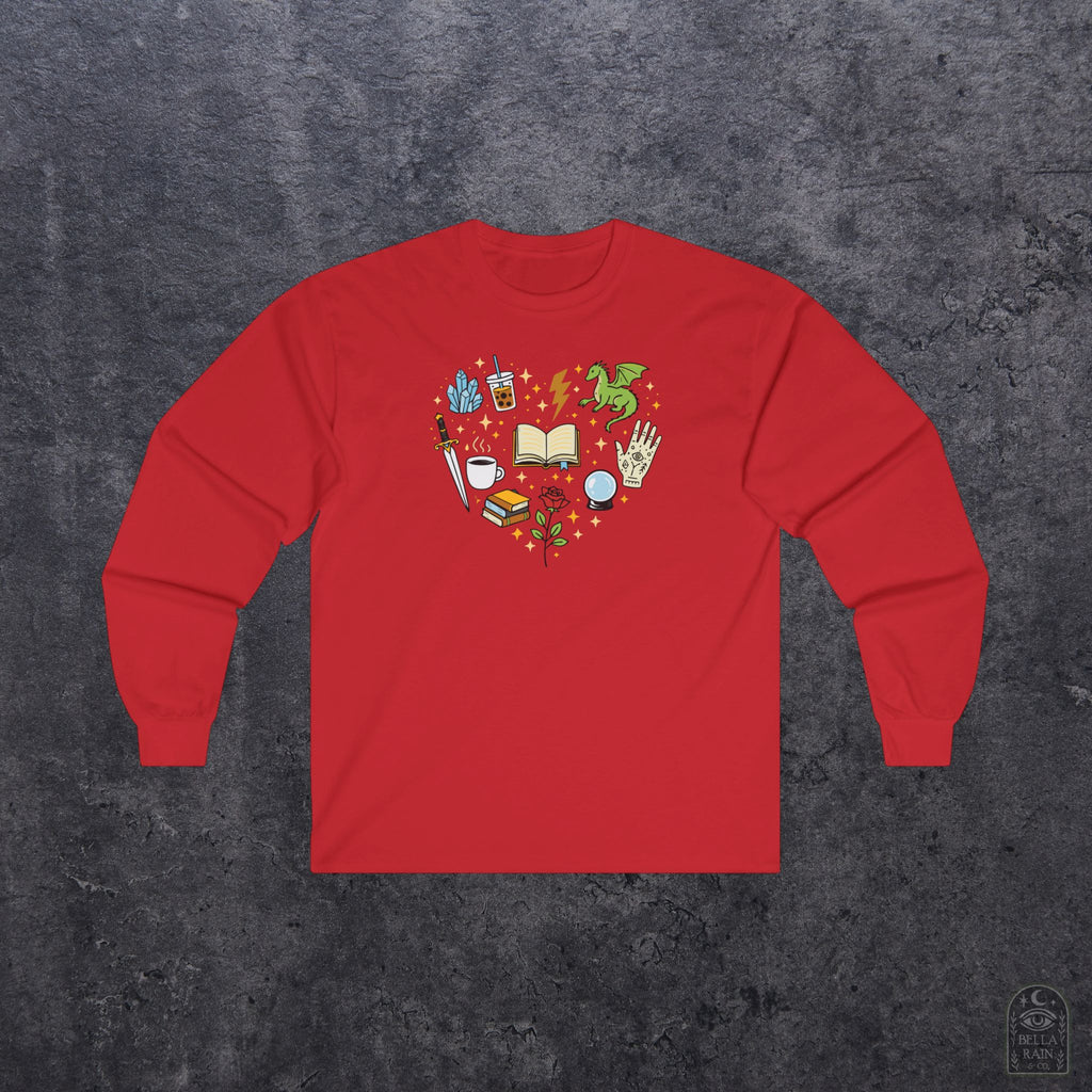 Heart Bookish Collage Long Sleeve Tee