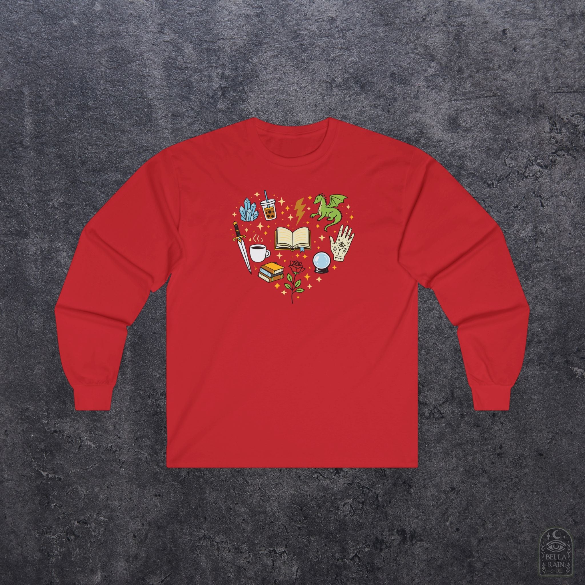 Heart Bookish Collage Long Sleeve Tee