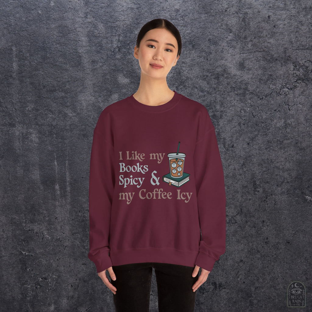 Spicy Books & Icy Coffee Crewneck Sweatshirt