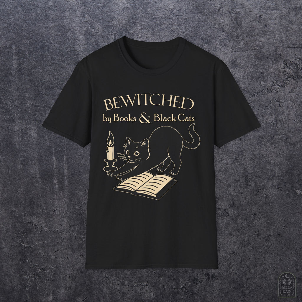 Bewitched by Books & Black Cats Unisex Softstyle T-Shirt