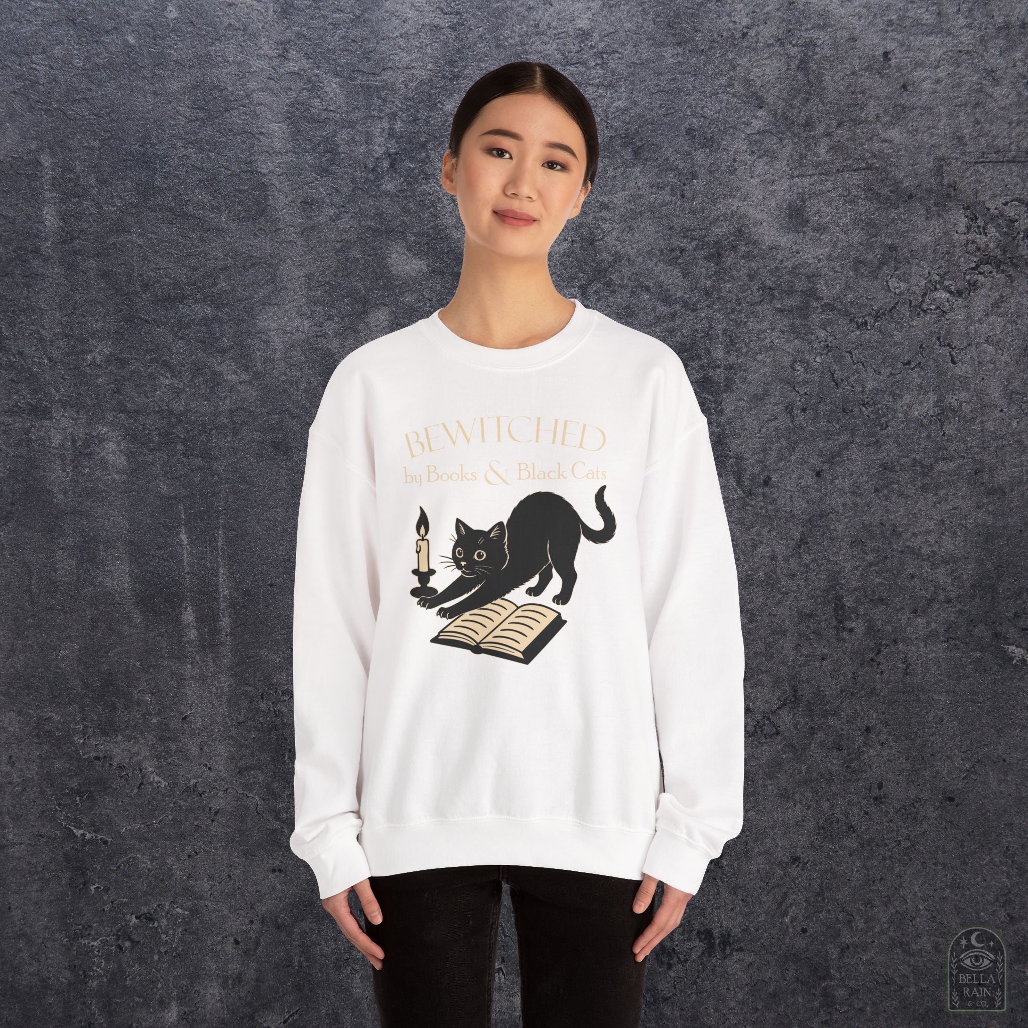Bewitched by Books & Black Cats Crewneck Sweatshirt