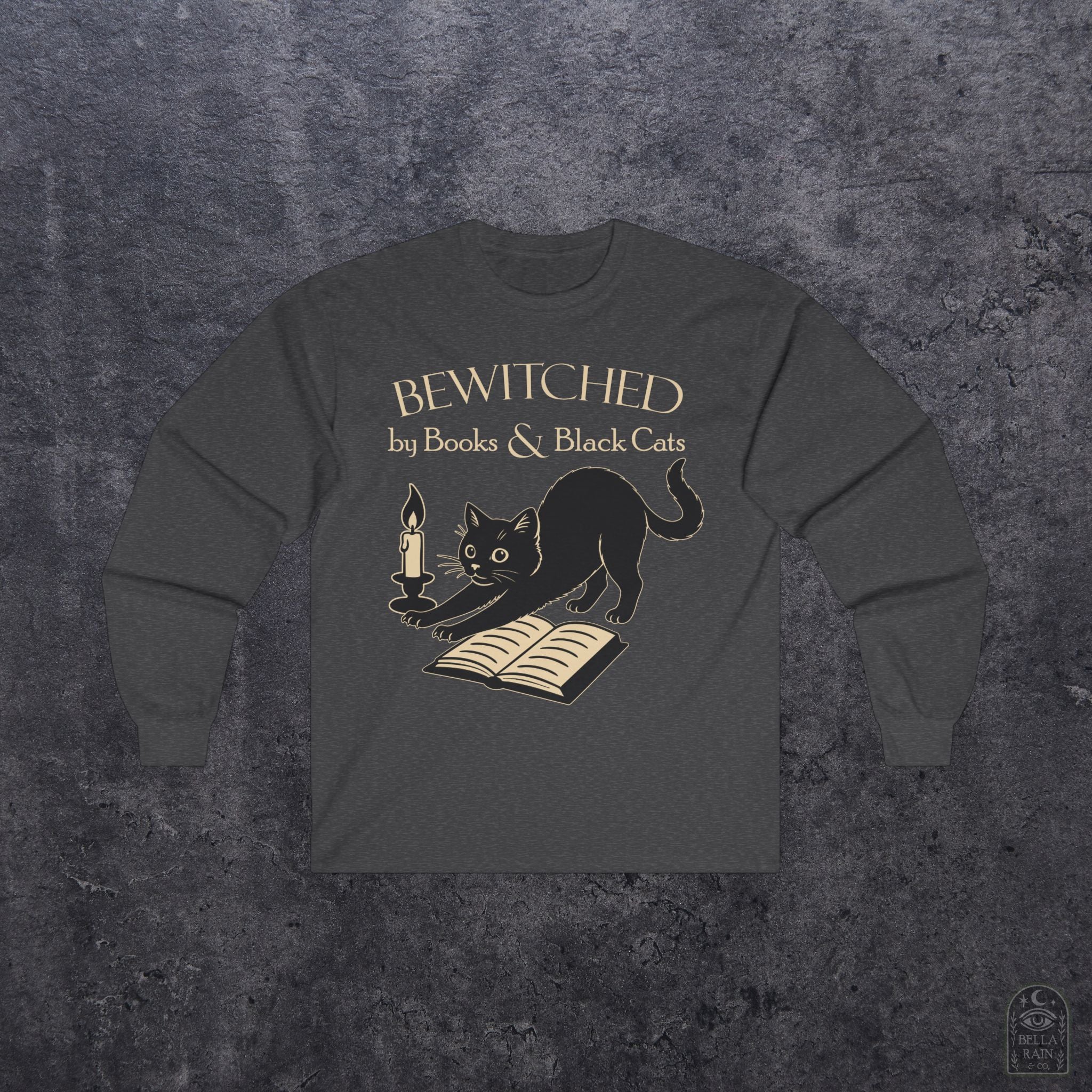 Bewitched by Books & Black Cats Long Sleeve Tee