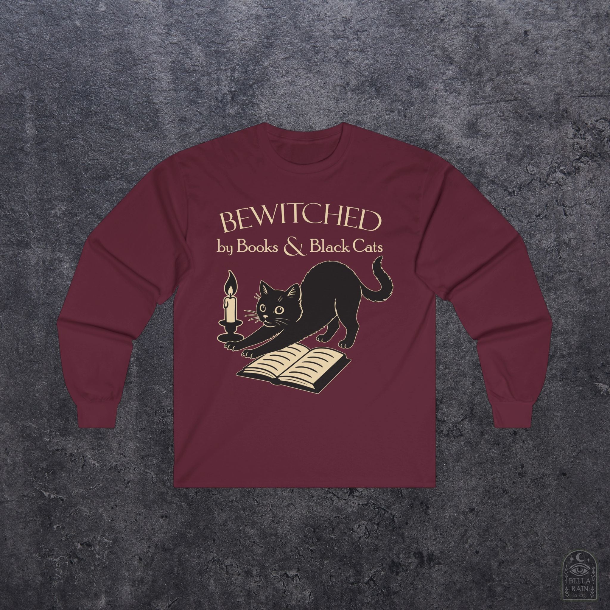 Bewitched by Books & Black Cats Long Sleeve Tee