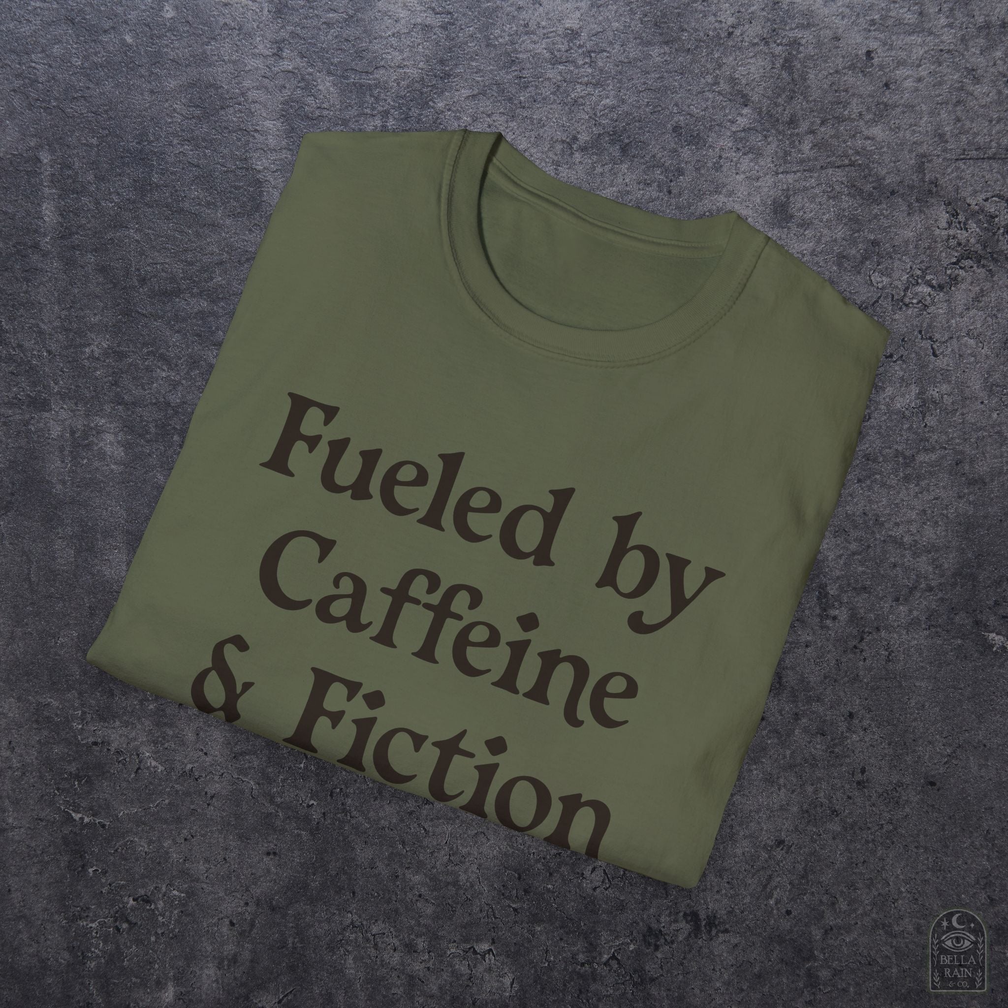 Fueled by Caffeine & Fiction Unisex Softstyle T-Shirt
