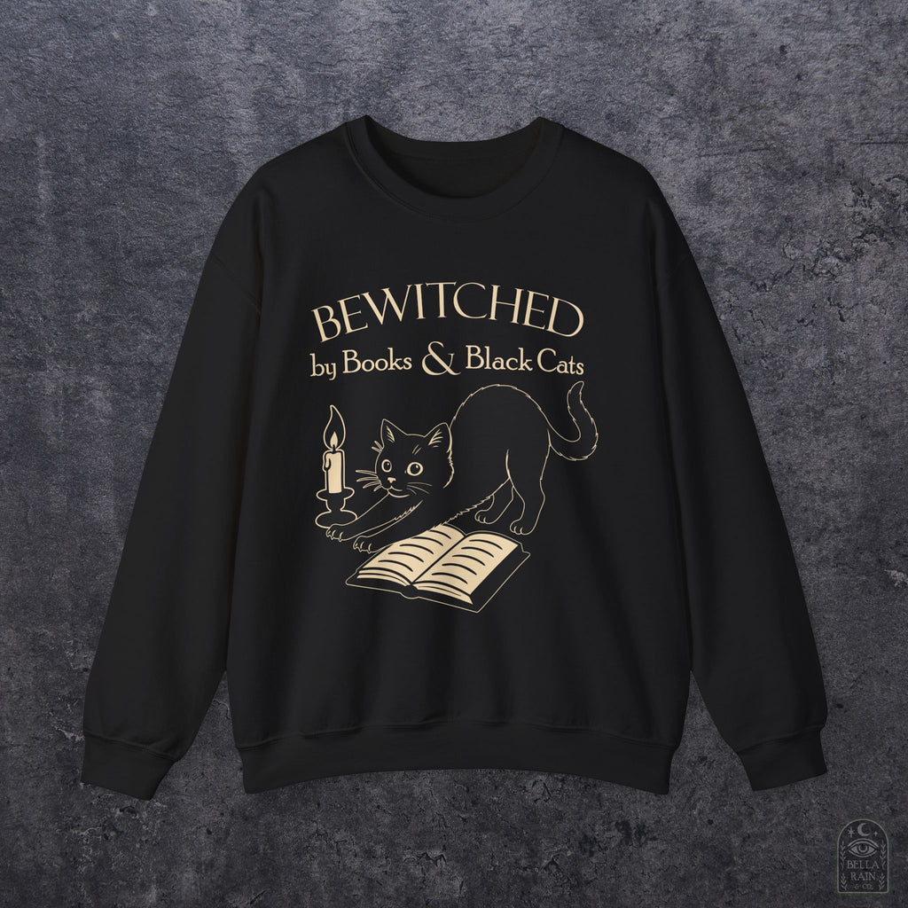 Bewitched by Books & Black Cats Crewneck Sweatshirt