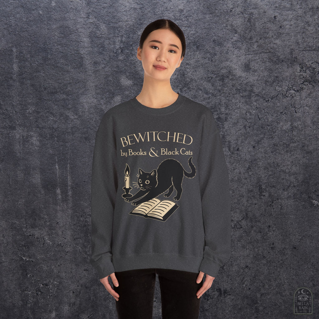 Bewitched by Books & Black Cats Crewneck Sweatshirt