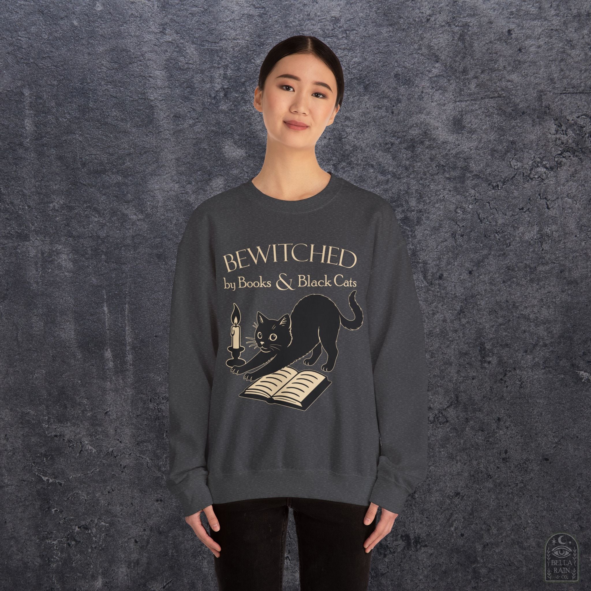 Bewitched by Books & Black Cats Crewneck Sweatshirt