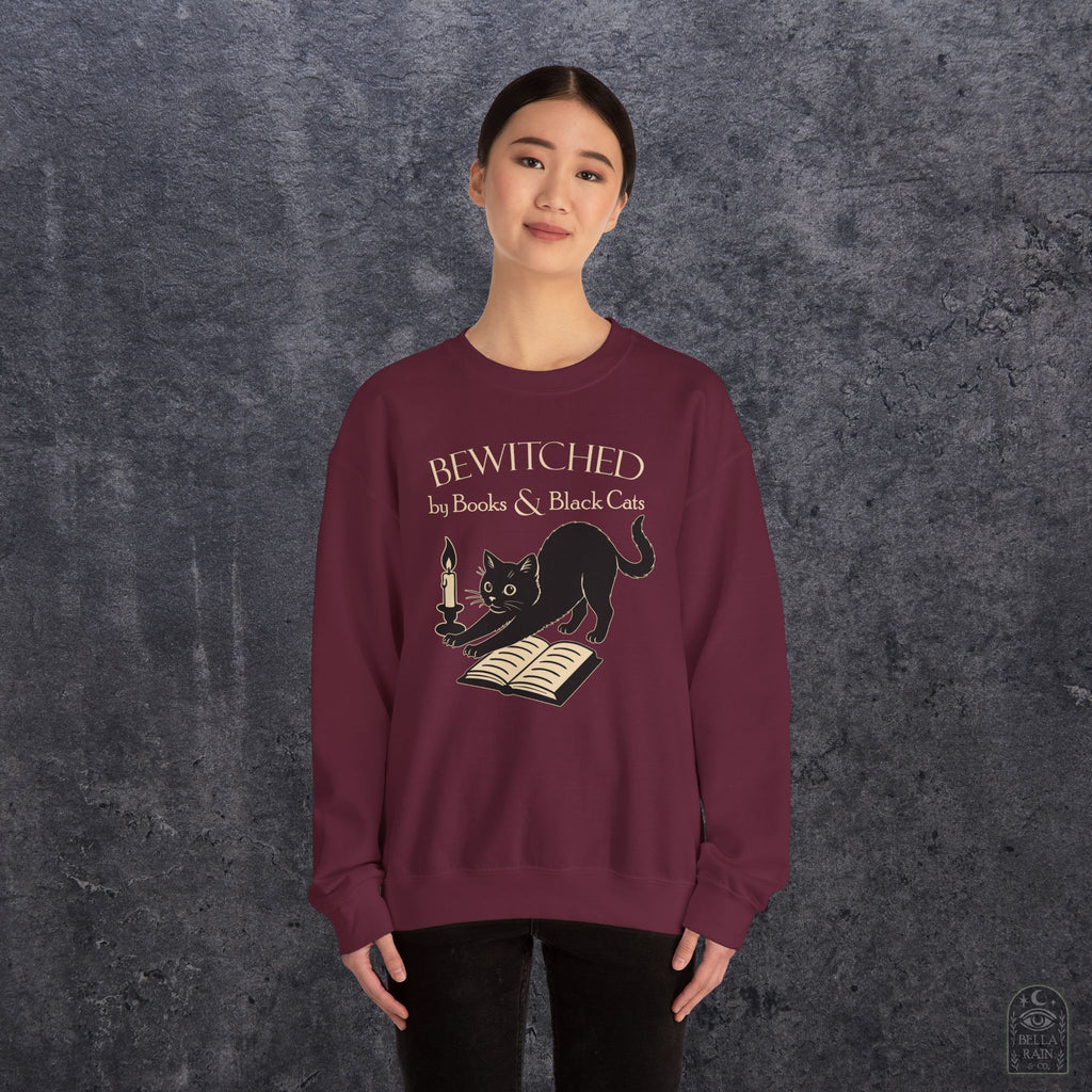 Bewitched by Books & Black Cats Crewneck Sweatshirt
