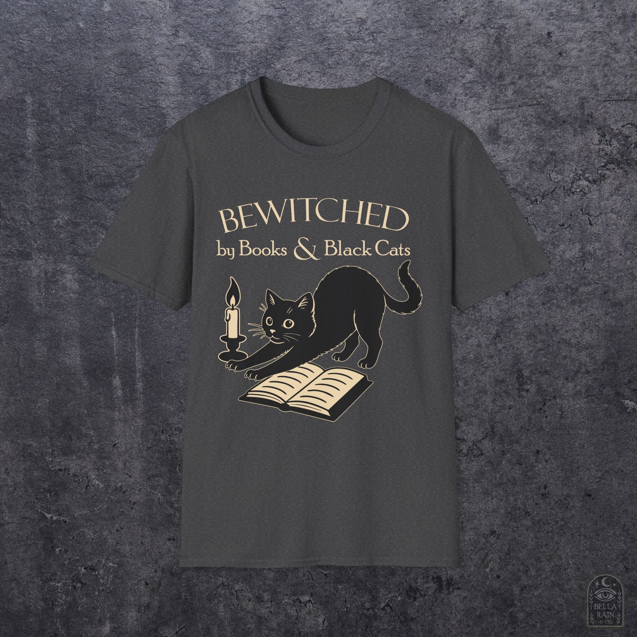 Bewitched by Books & Black Cats Unisex Softstyle T-Shirt