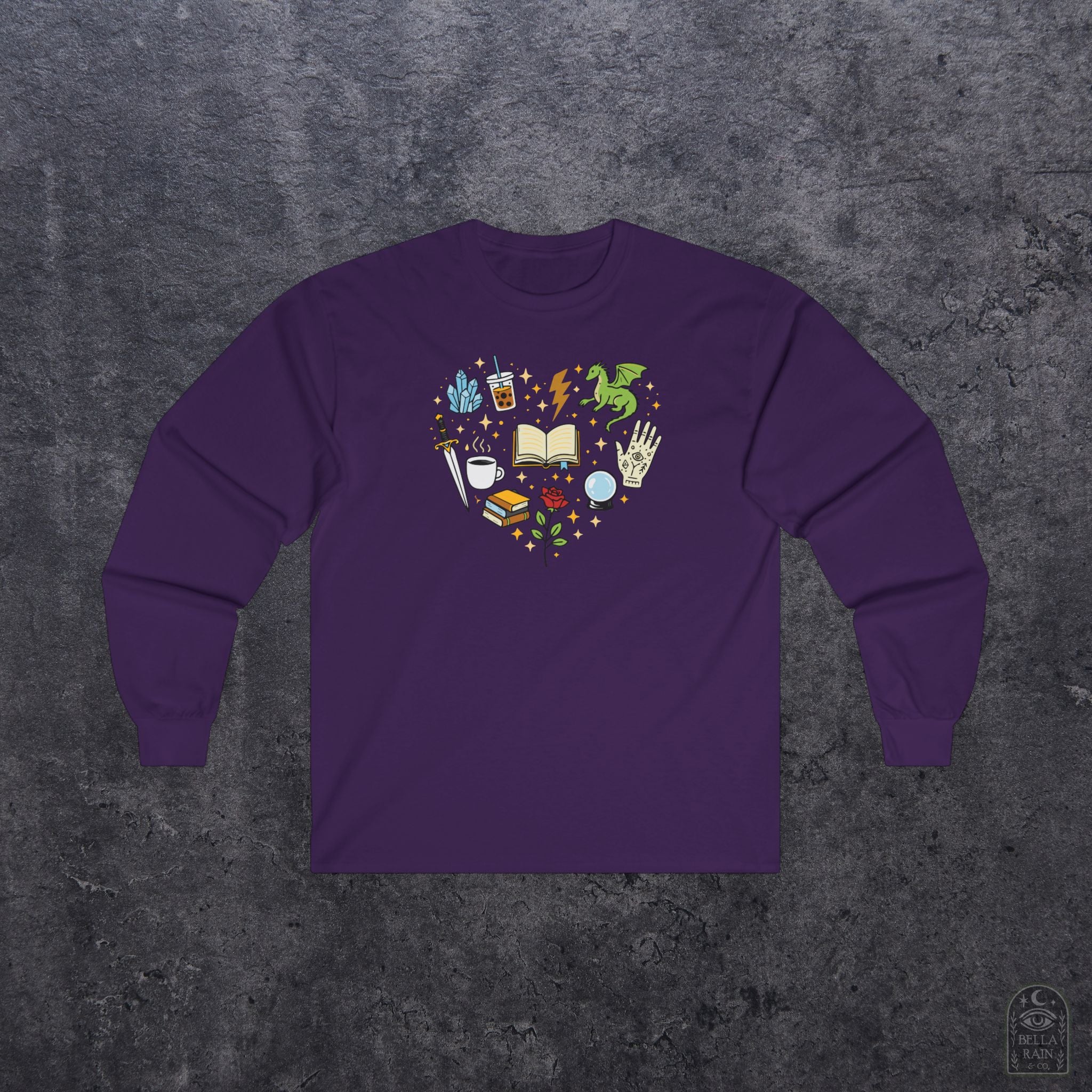 Heart Bookish Collage Long Sleeve Tee