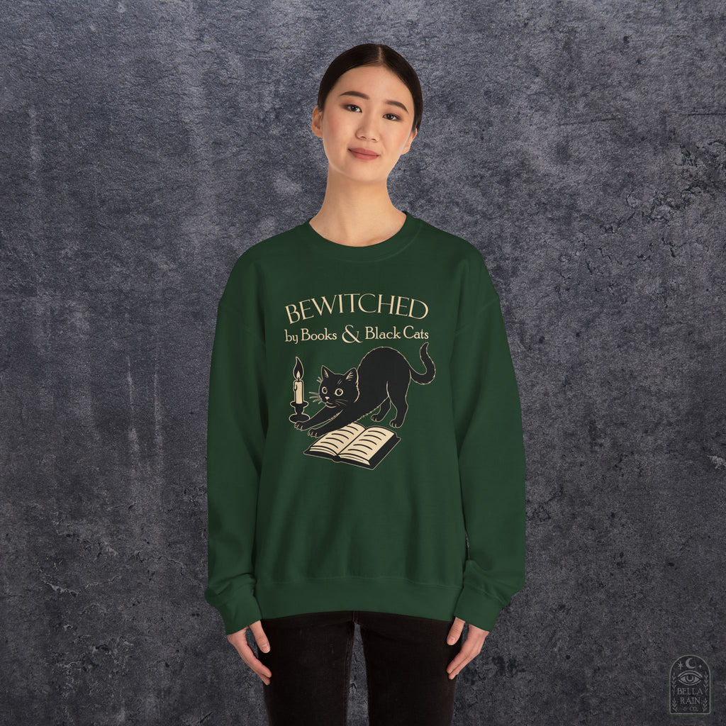 Bewitched by Books & Black Cats Crewneck Sweatshirt