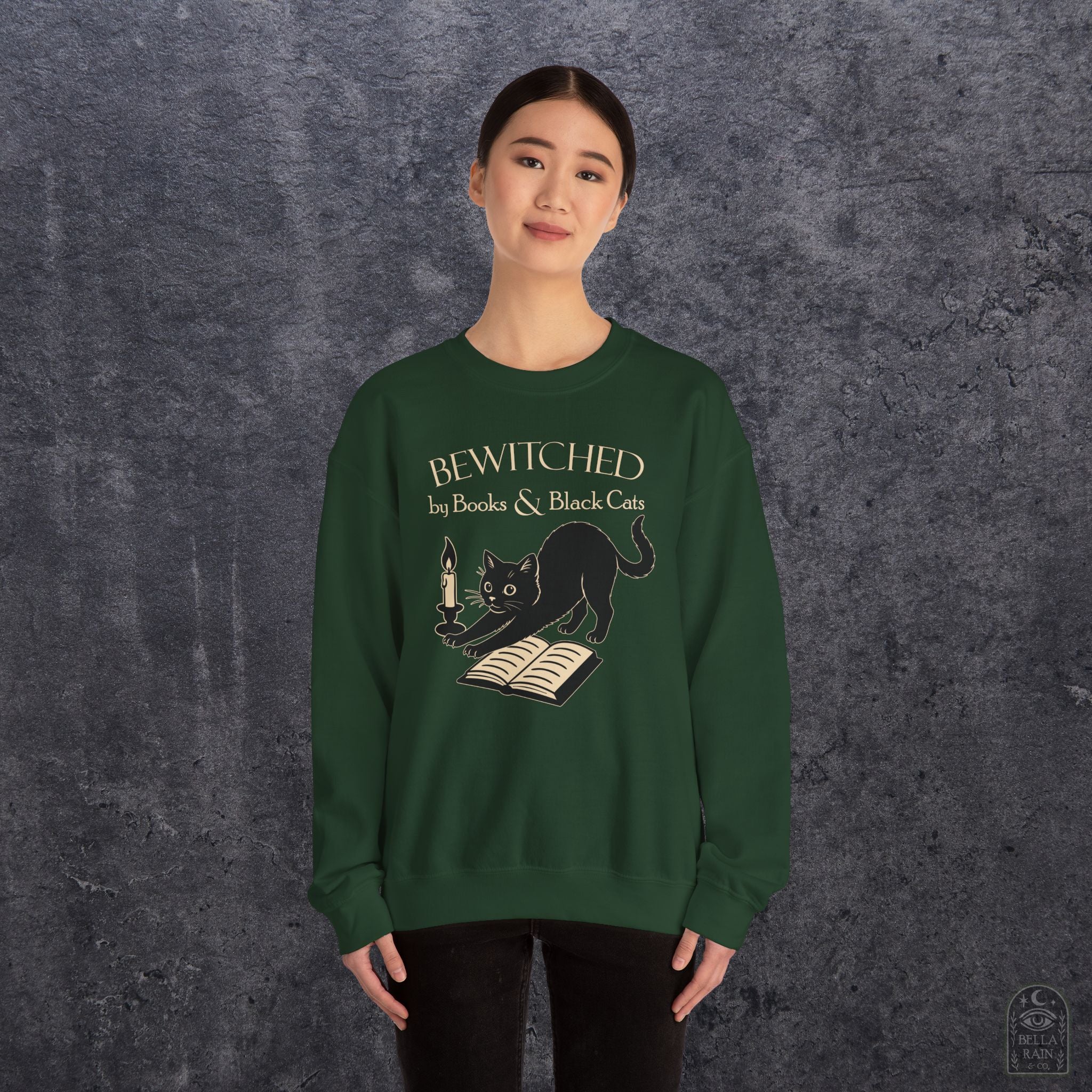 Bewitched by Books & Black Cats Crewneck Sweatshirt