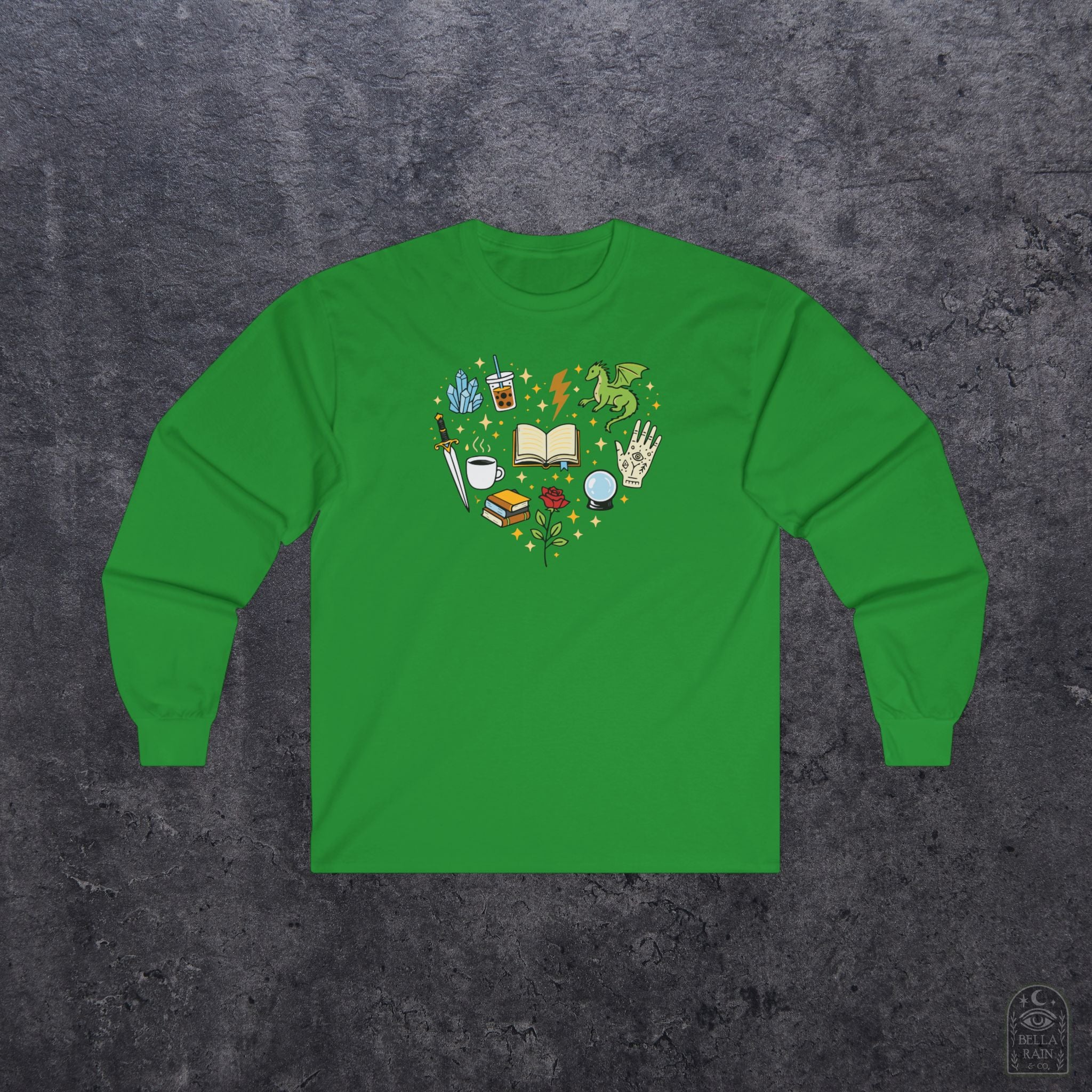 Heart Bookish Collage Long Sleeve Tee