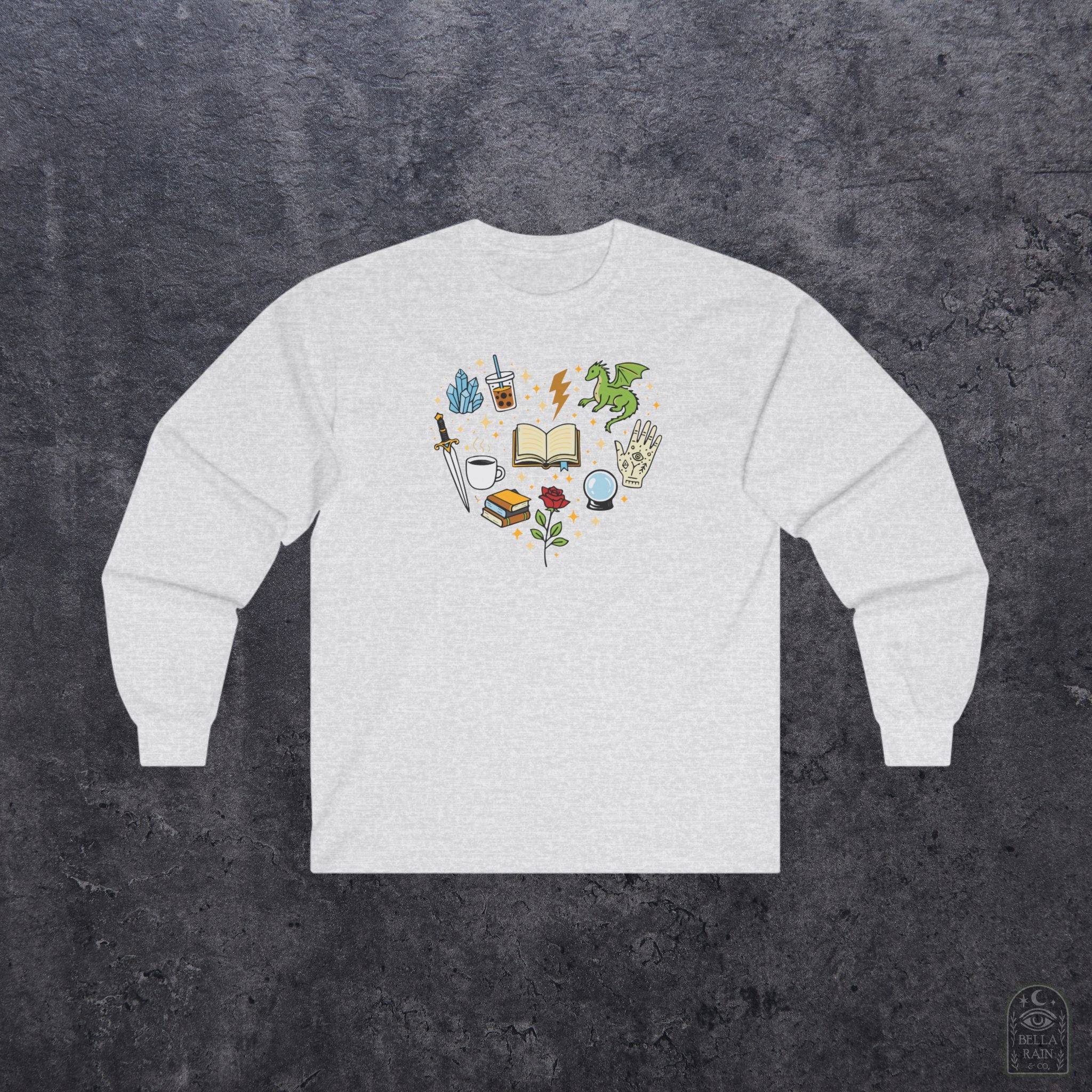 Heart Bookish Collage Long Sleeve Tee