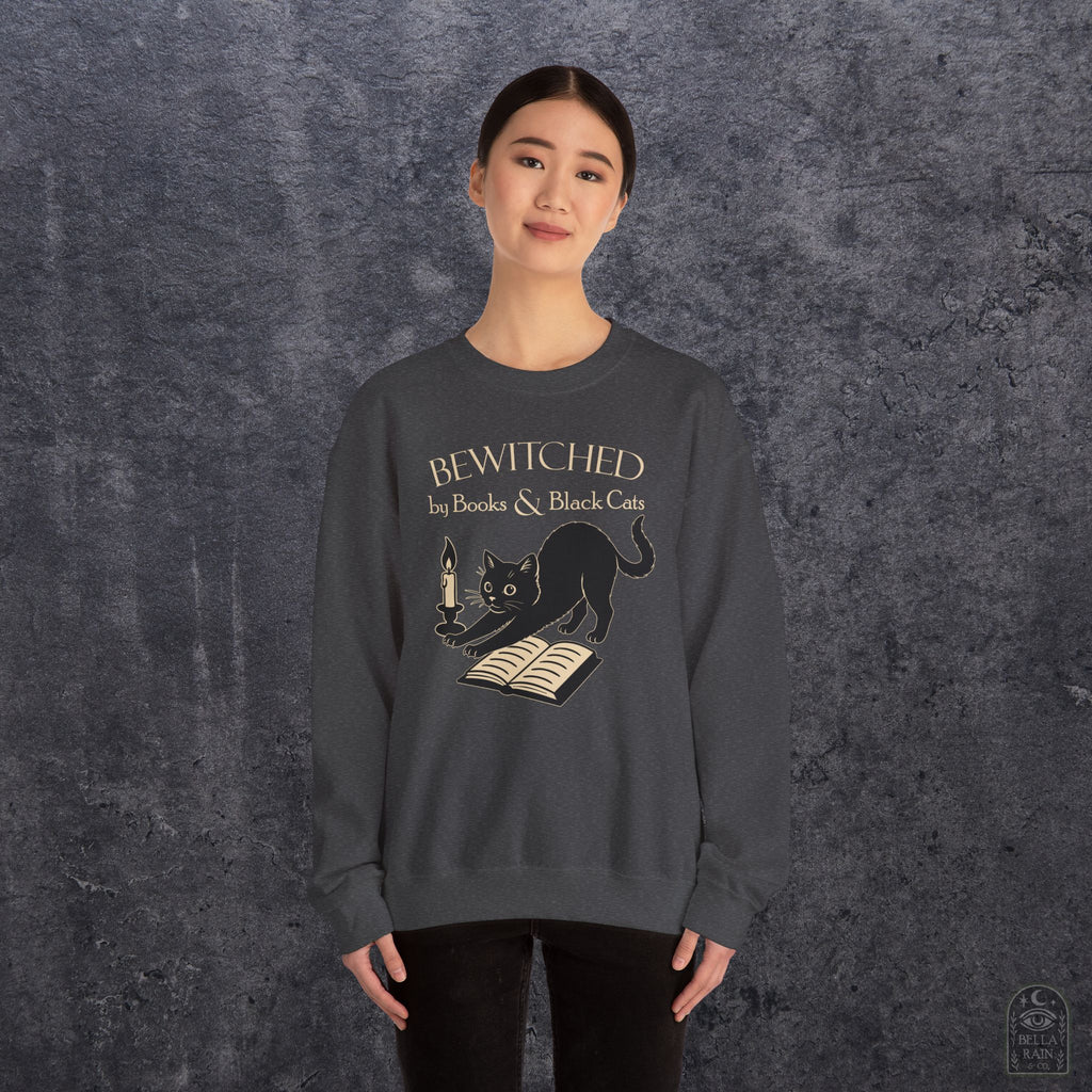 Bewitched by Books & Black Cats Crewneck Sweatshirt