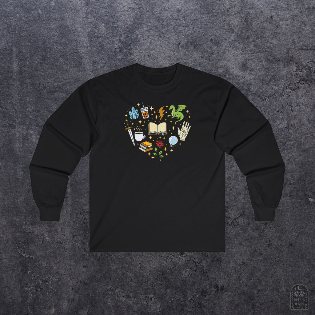 Heart Bookish Collage Long Sleeve Tee