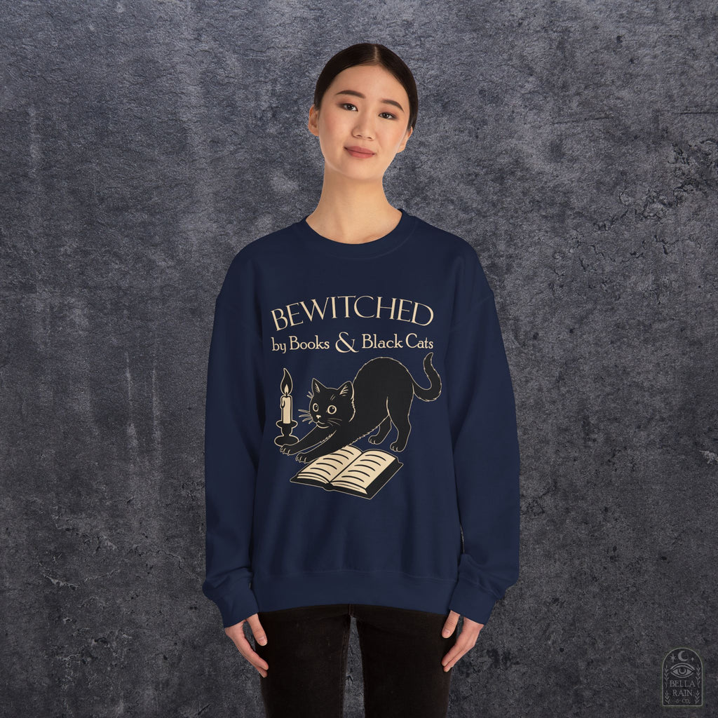 Bewitched by Books & Black Cats Crewneck Sweatshirt