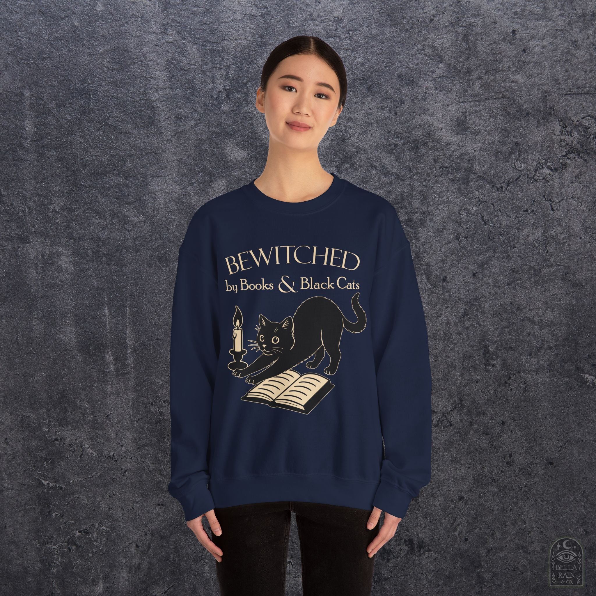 Bewitched by Books & Black Cats Crewneck Sweatshirt