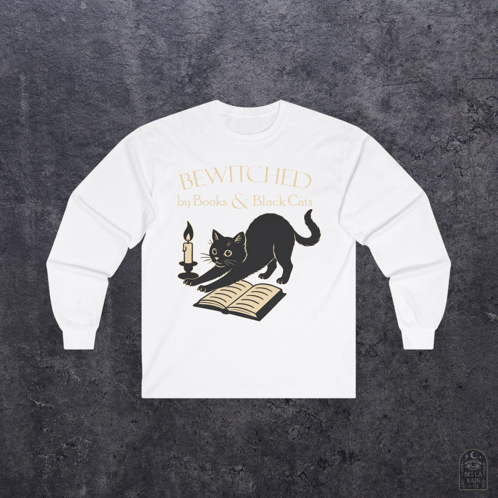 Bewitched by Books & Black Cats Long Sleeve Tee
