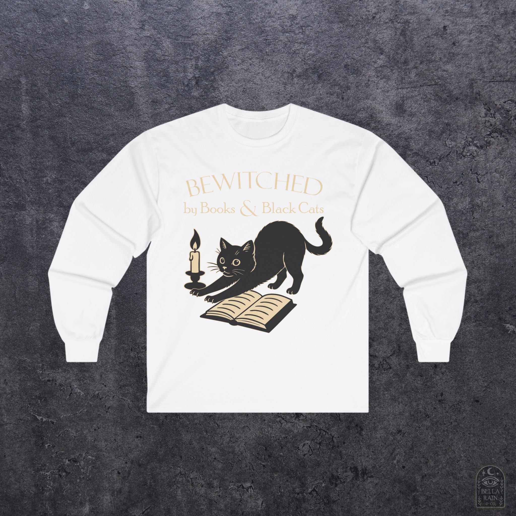 Bewitched by Books & Black Cats Long Sleeve Tee