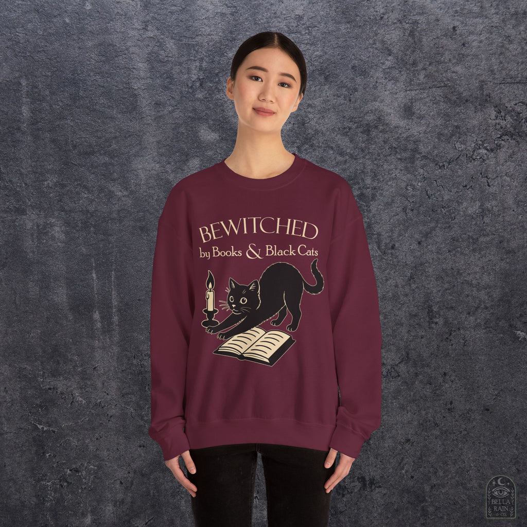 Bewitched by Books & Black Cats Crewneck Sweatshirt