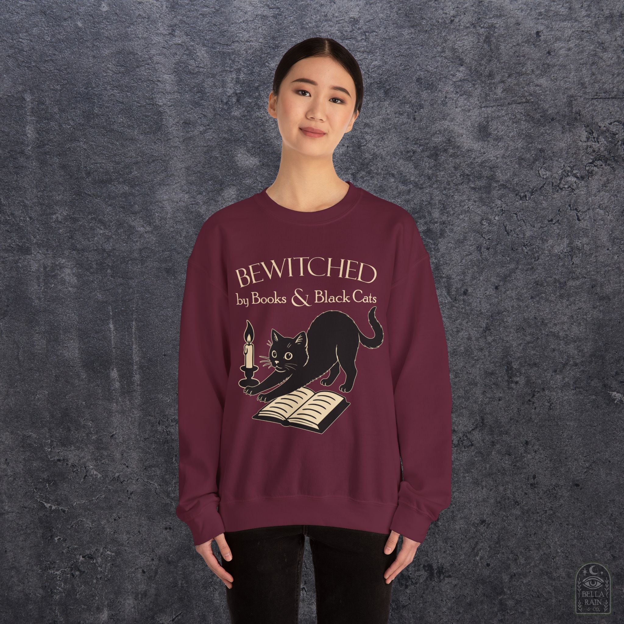 Bewitched by Books & Black Cats Crewneck Sweatshirt