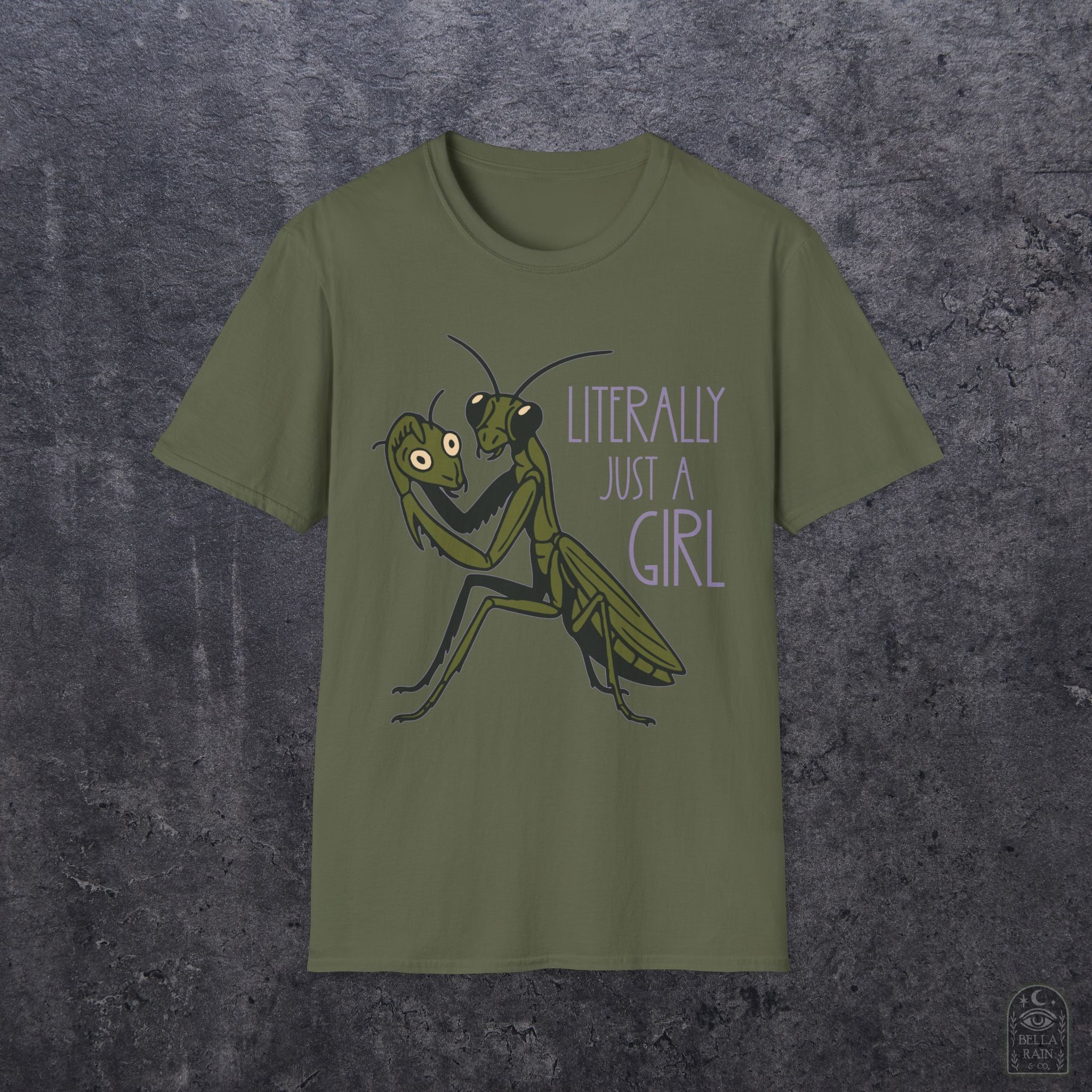 Praying Mantis Just a Girl Unisex Softstyle T-Shirt